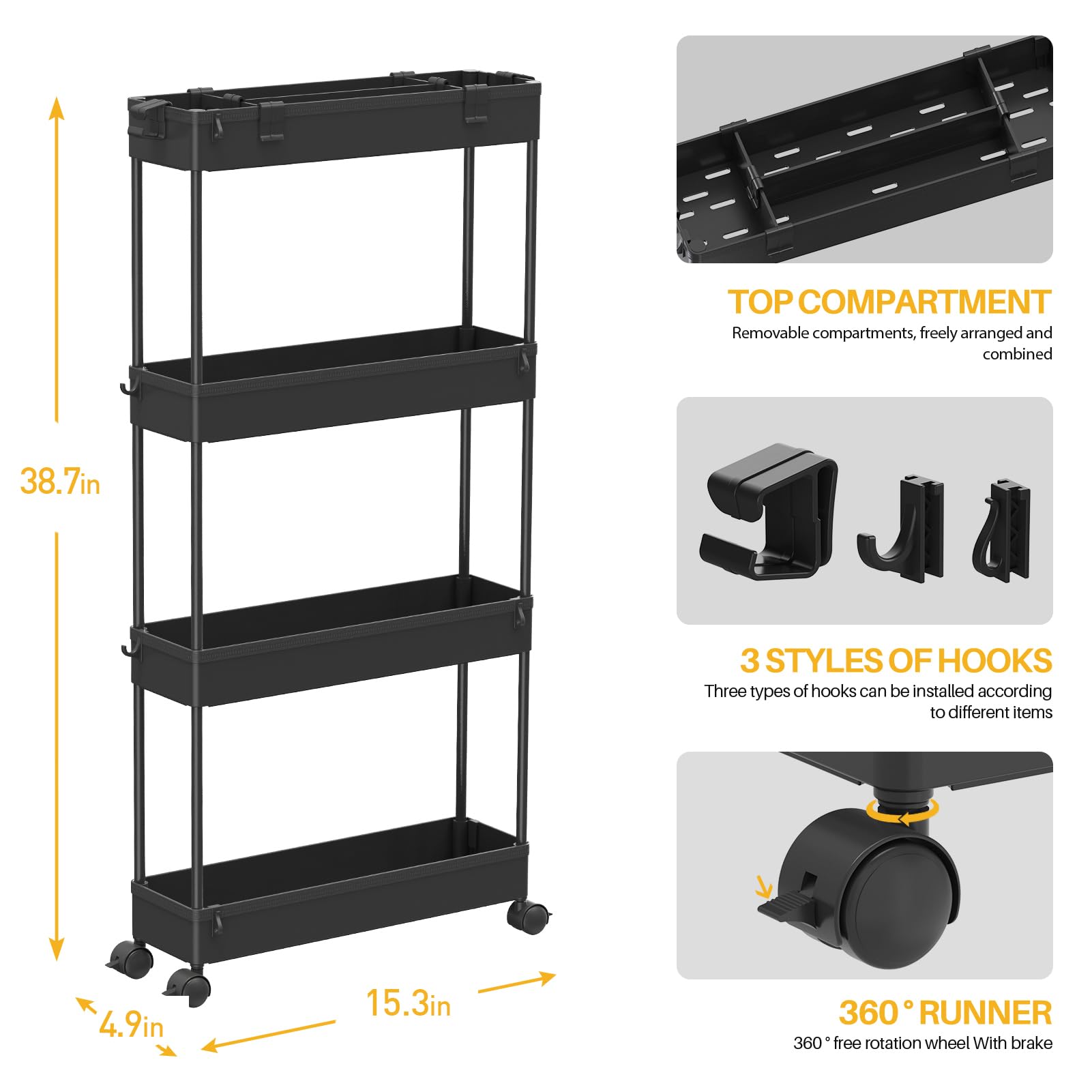 Slim Rolling Storage Cart image 4