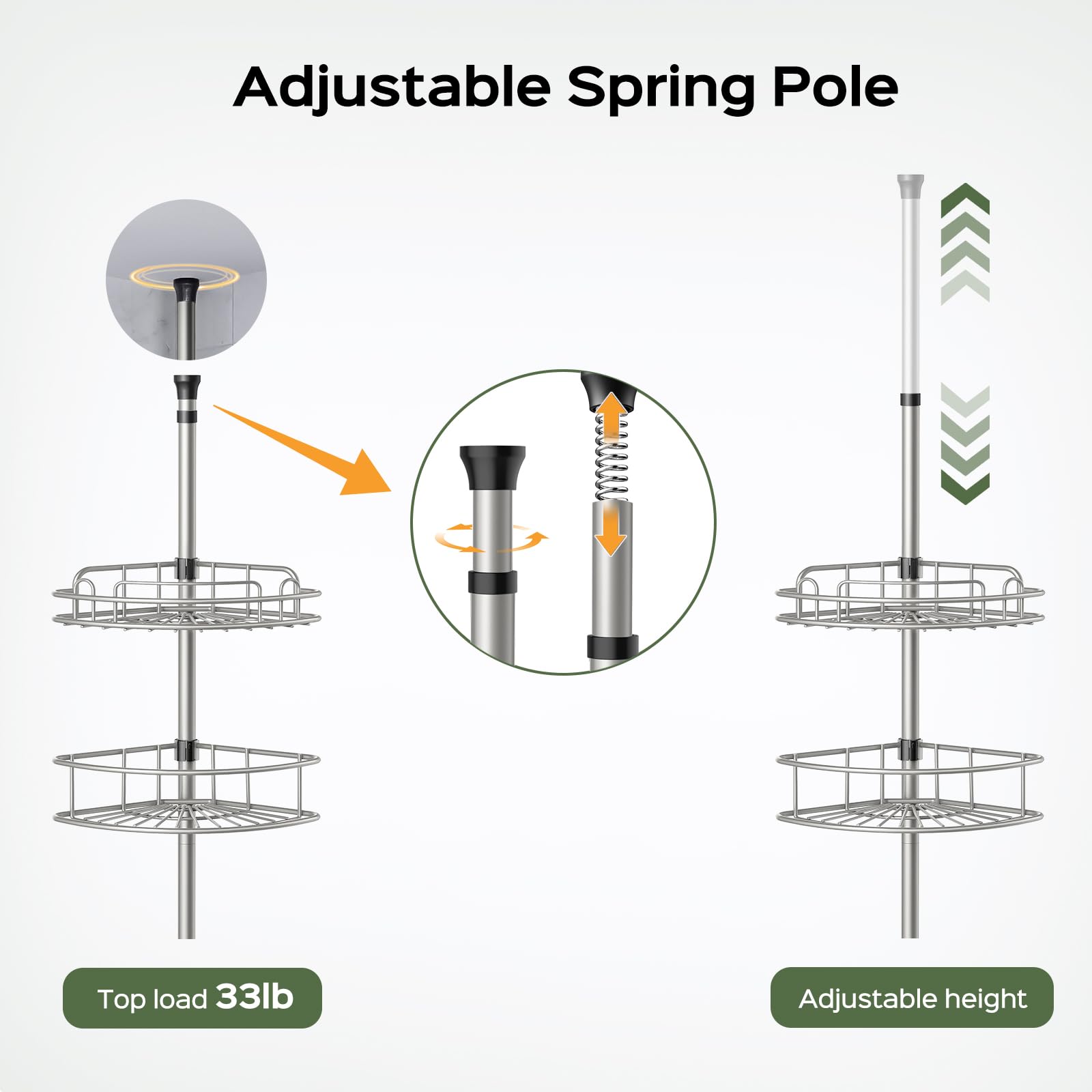 Adjustable Corner Shower Tension Shelf image 4