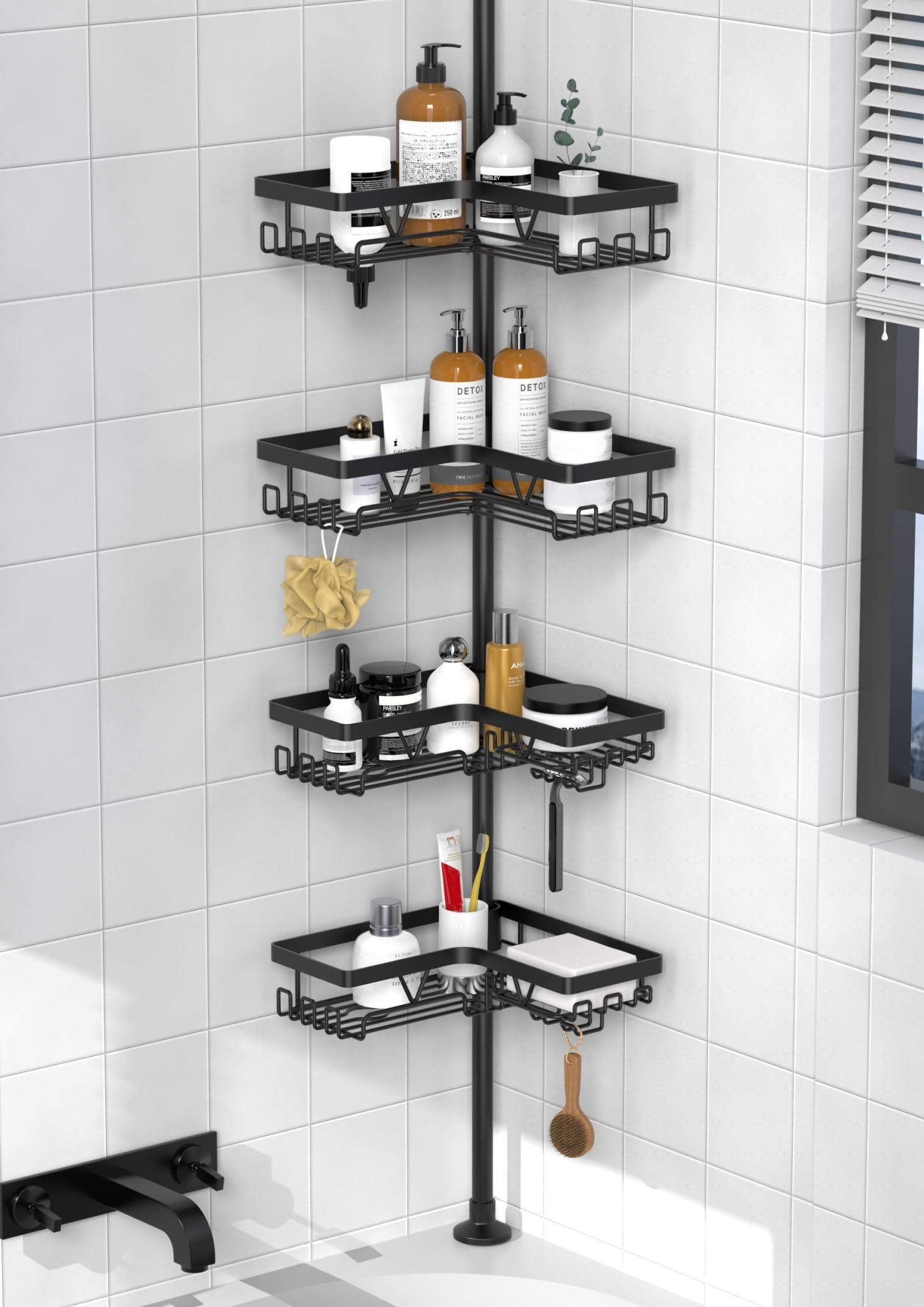 Corner Shower Tension Pole Organizer image 2