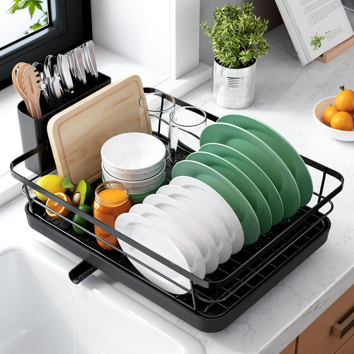 Compact Dish Drying Rack for Small Kitchens