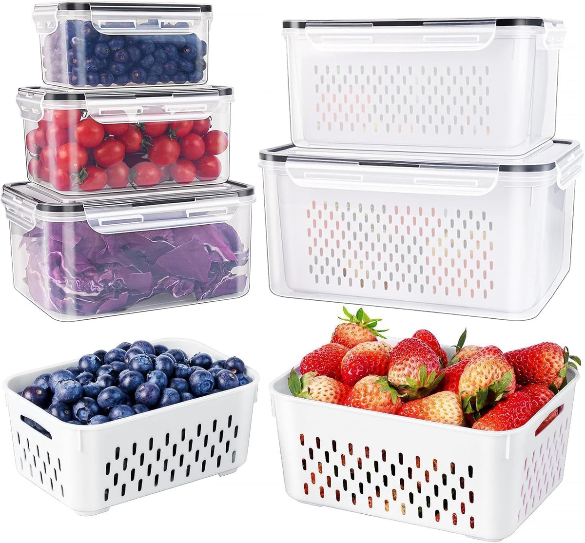 Fruit Storage Containers with Removable Colanders
