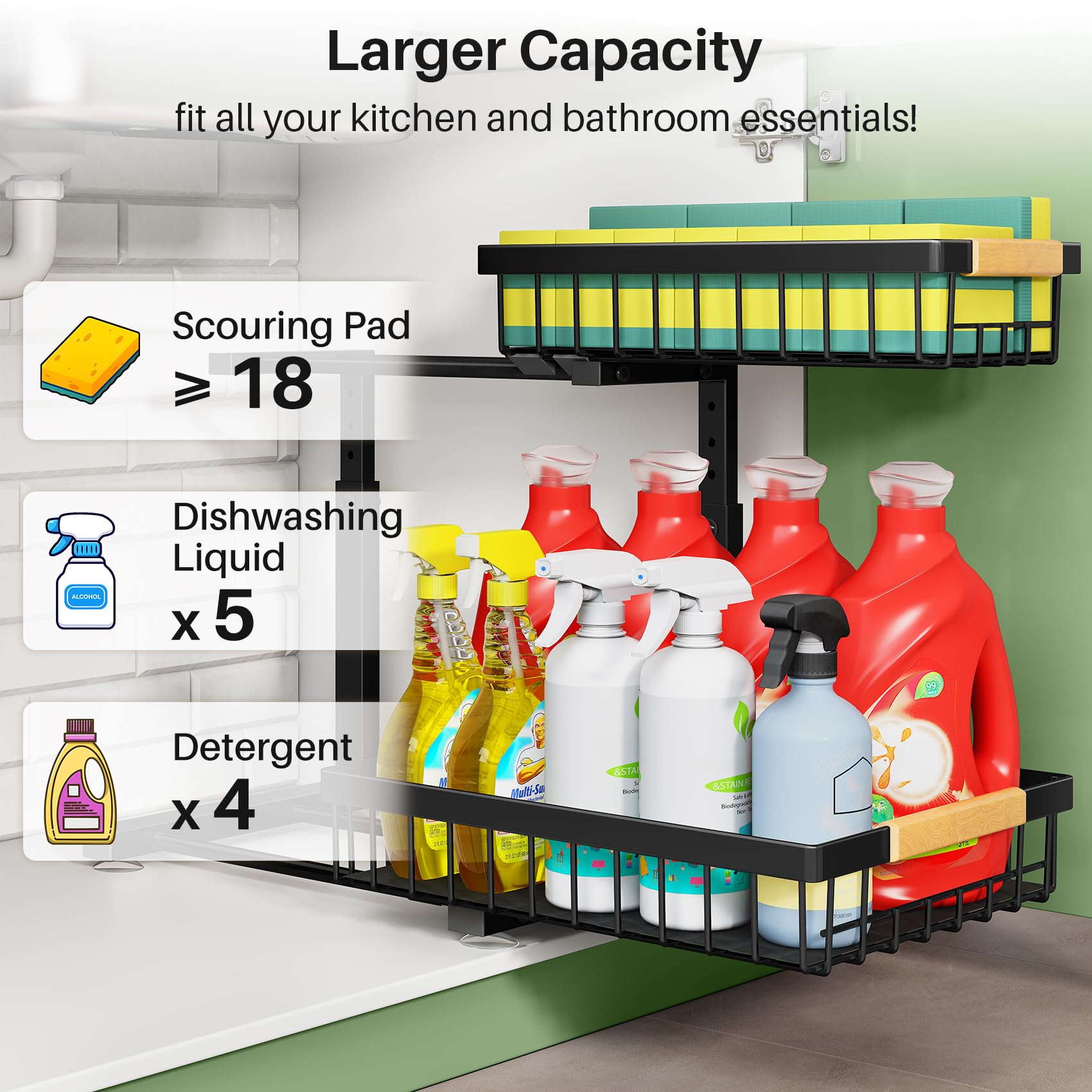 Pull-Out Cabinet Storage Organizer image 3