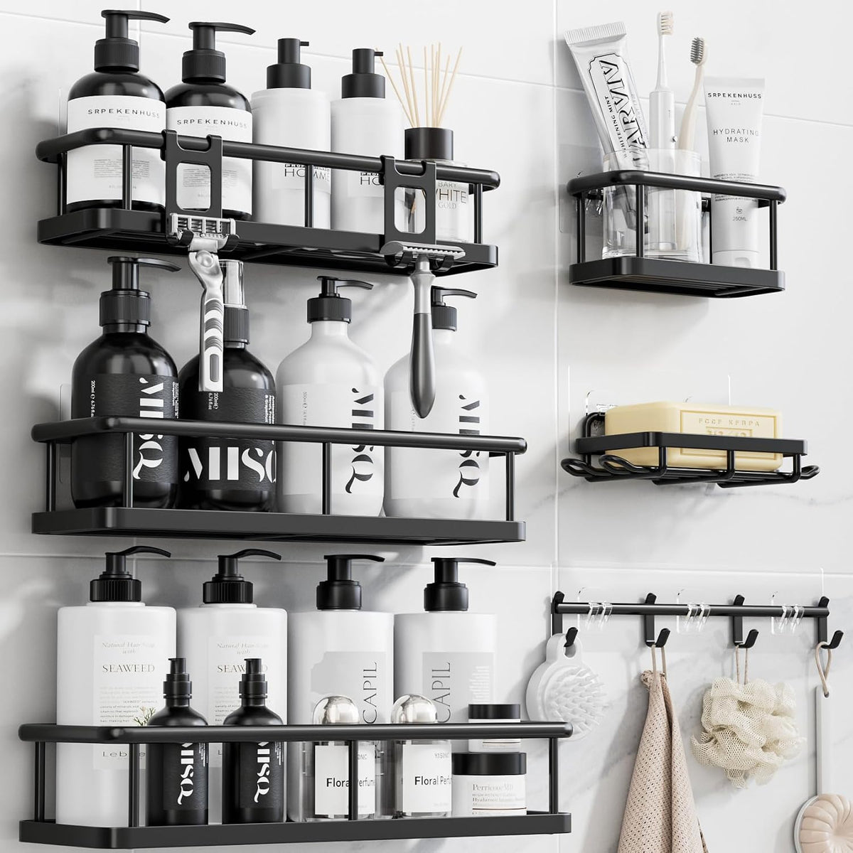 Adhesive Bathroom Corner Shelf Set