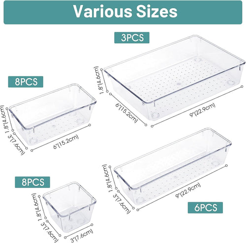 Clear Drawer Organizer Bins Set image 2