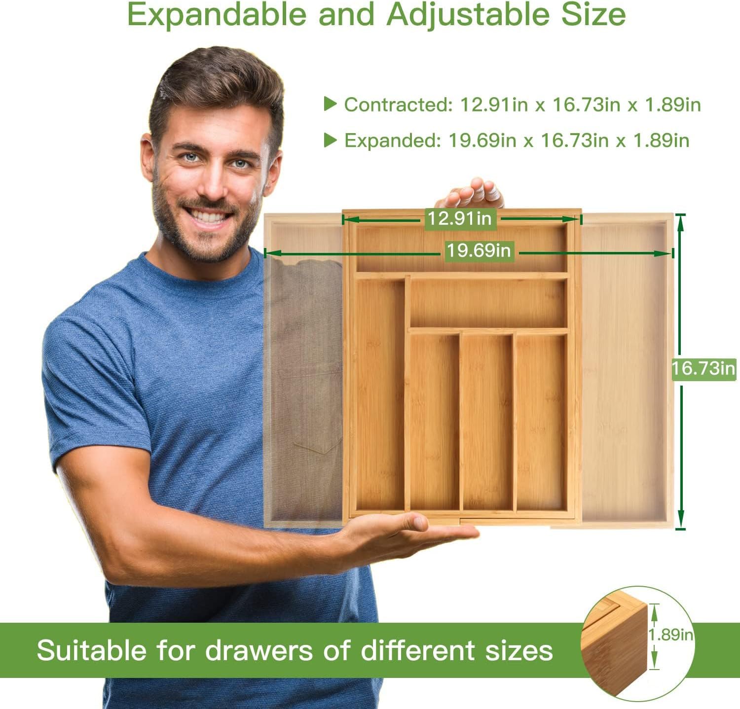 Expandable Bamboo Drawer Organizer image 3