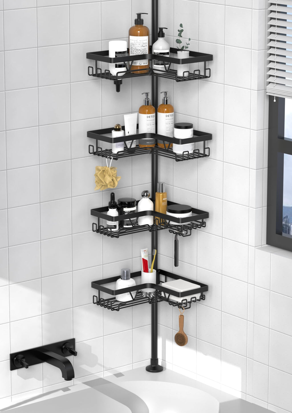 Corner Shower Tension Pole Organizer