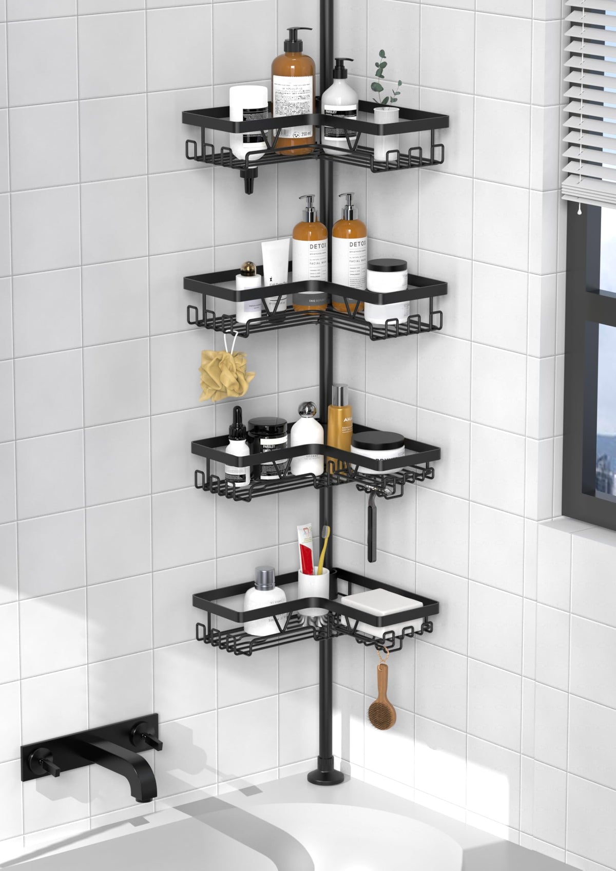 Corner Shower Tension Pole Organizer