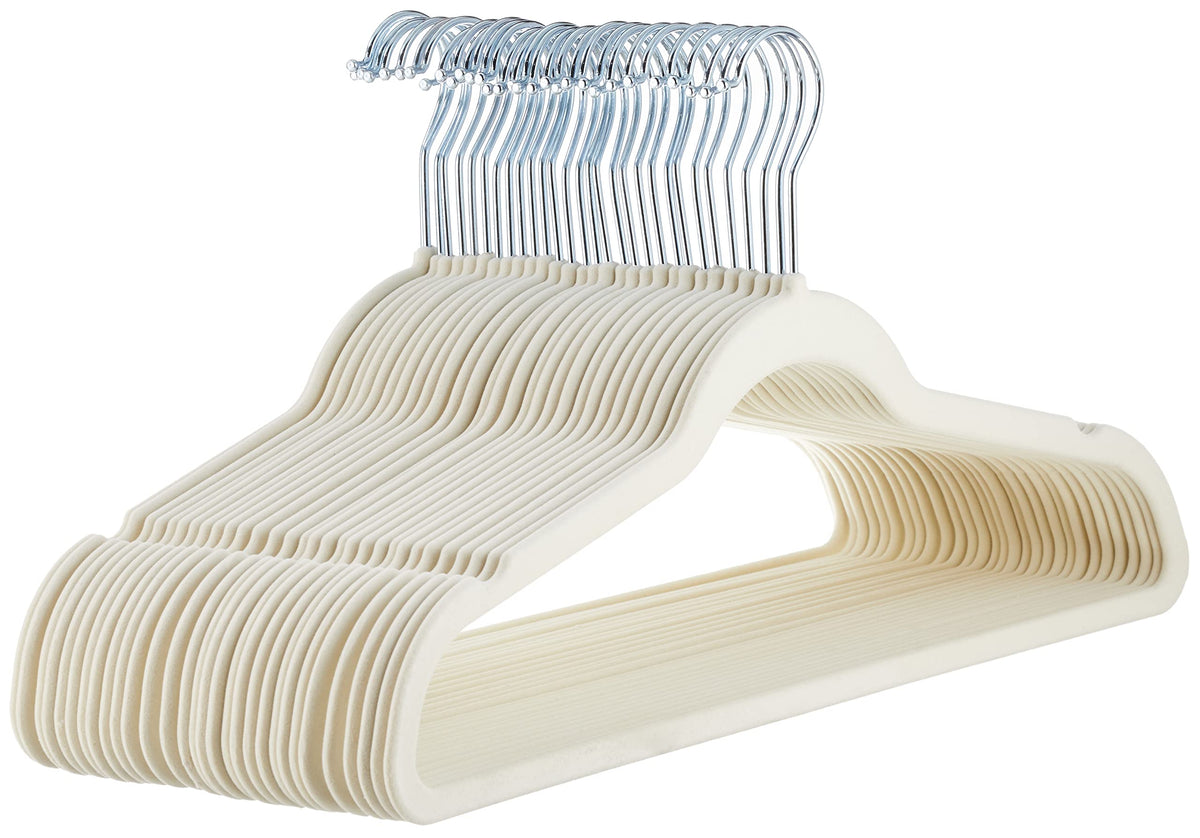 Slim Clothes Hanger Set with Hook Finish Options