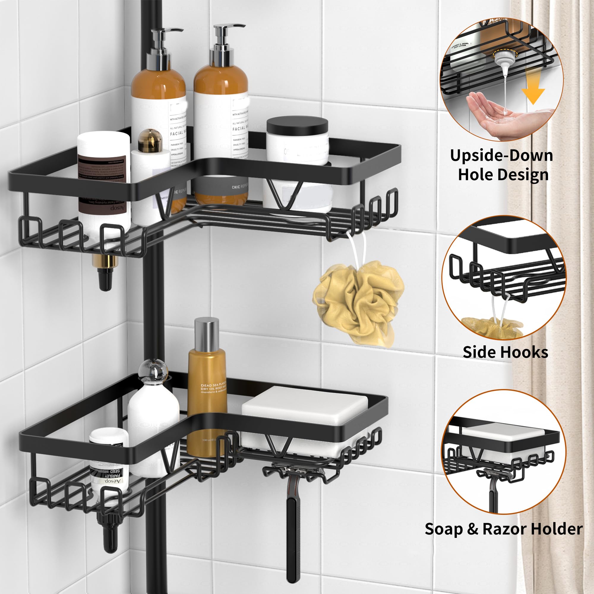 Corner Shower Tension Pole Organizer image 5