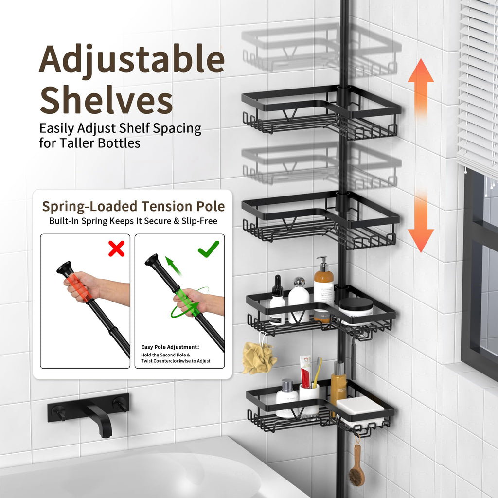 Corner Shower Tension Pole Organizer image 3