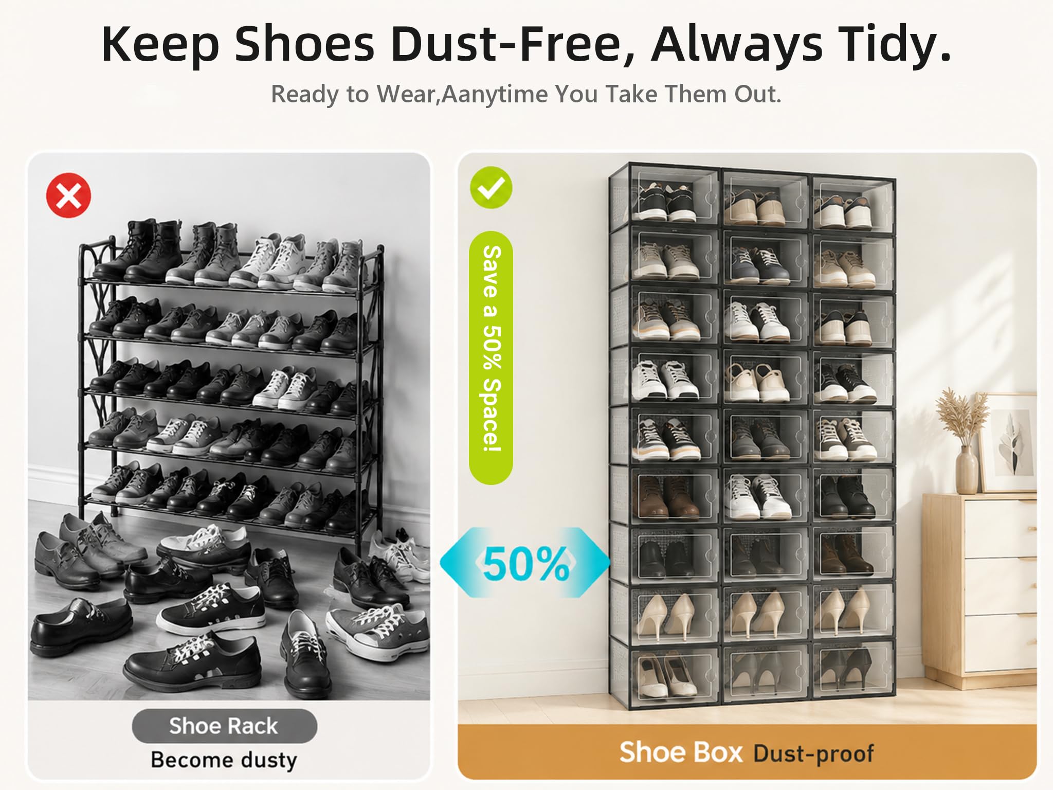 Clear Stackable Shoe Storage Box Set image 6