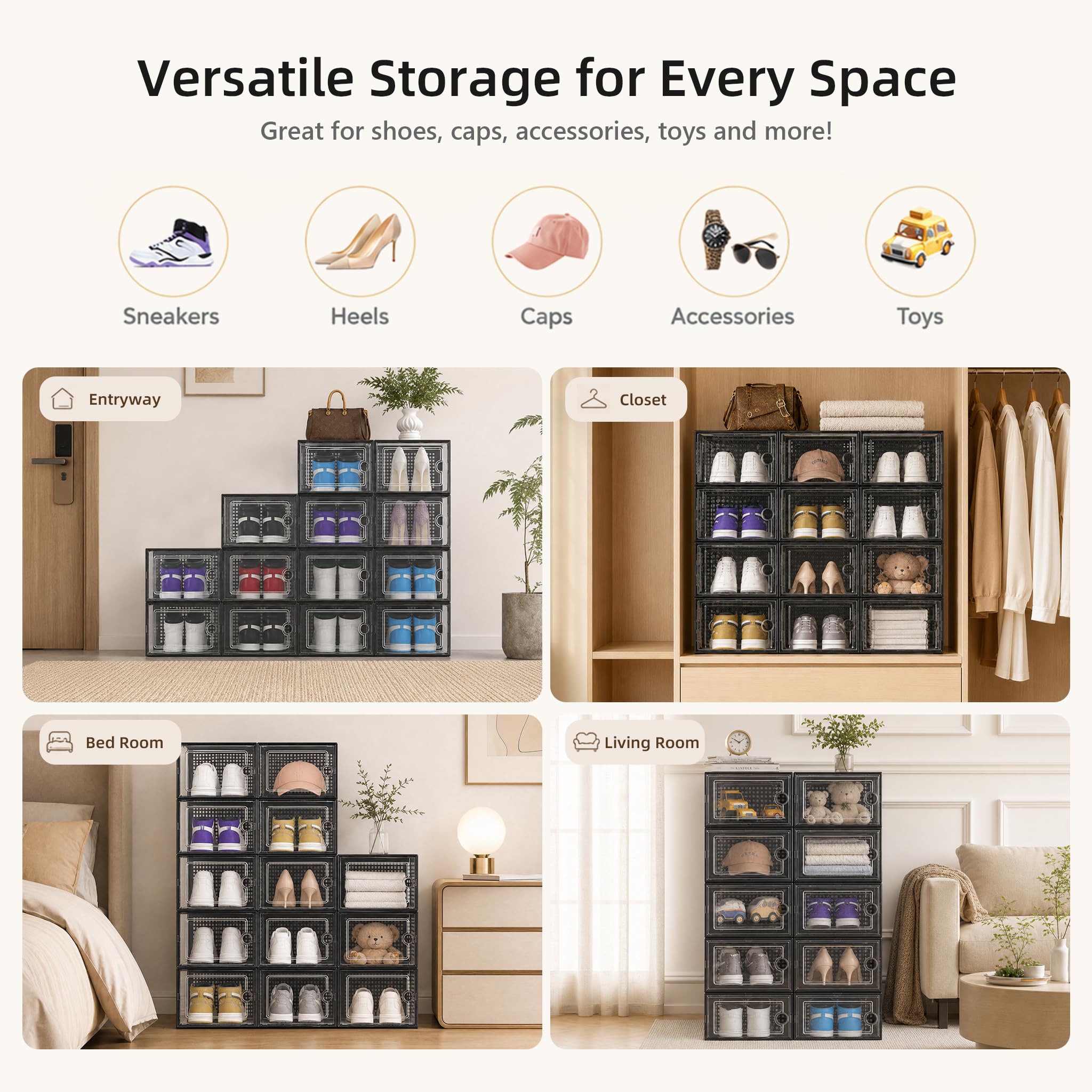 Clear Stackable Shoe Storage Box Set image 7