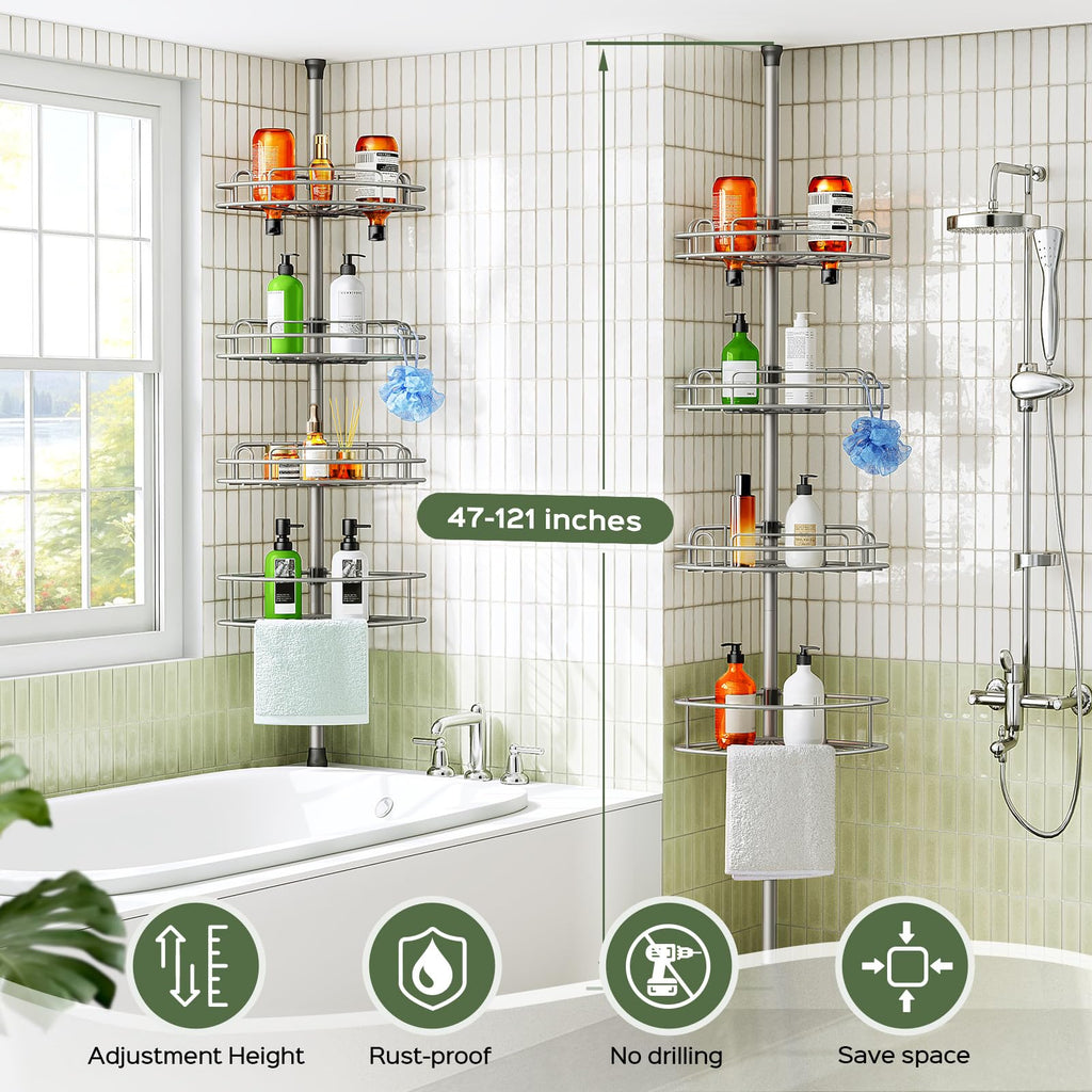 Adjustable Corner Shower Tension Shelf image 7