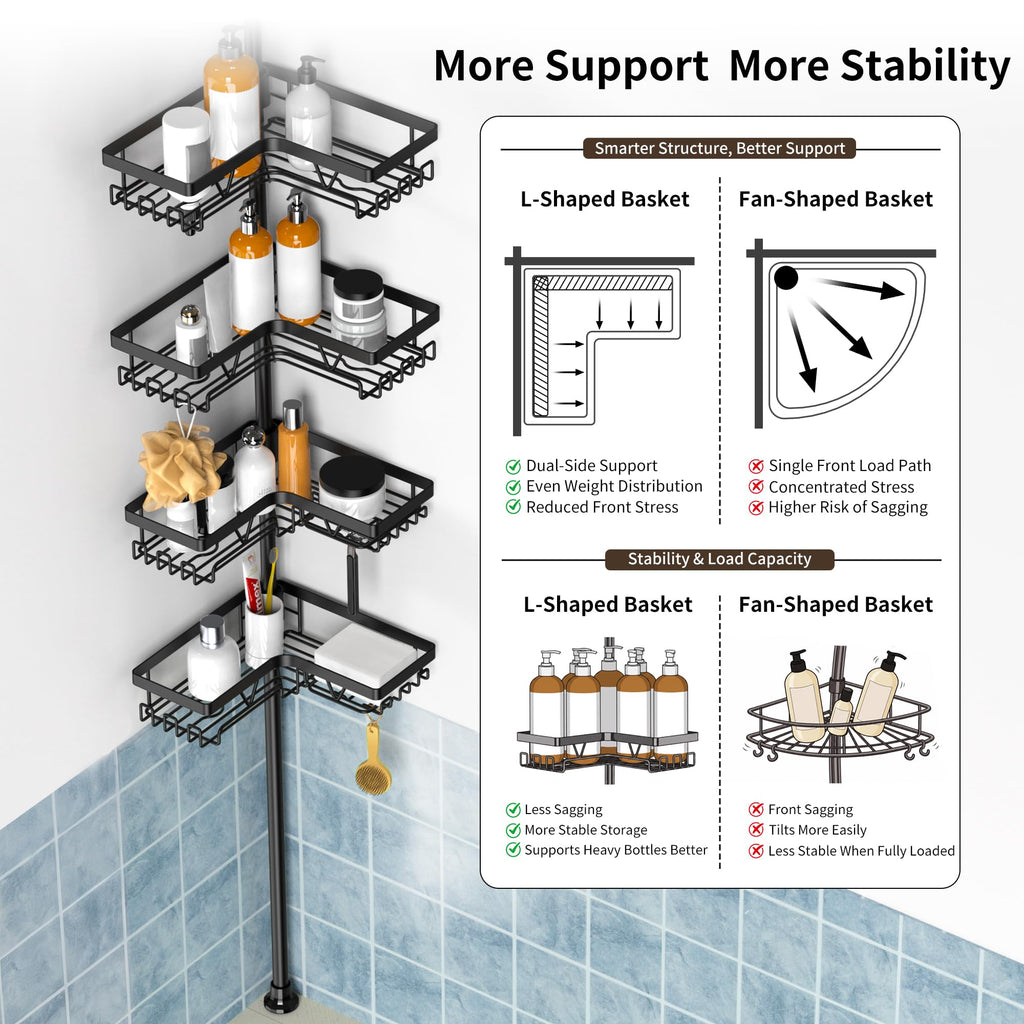 Corner Shower Tension Pole Organizer image 4