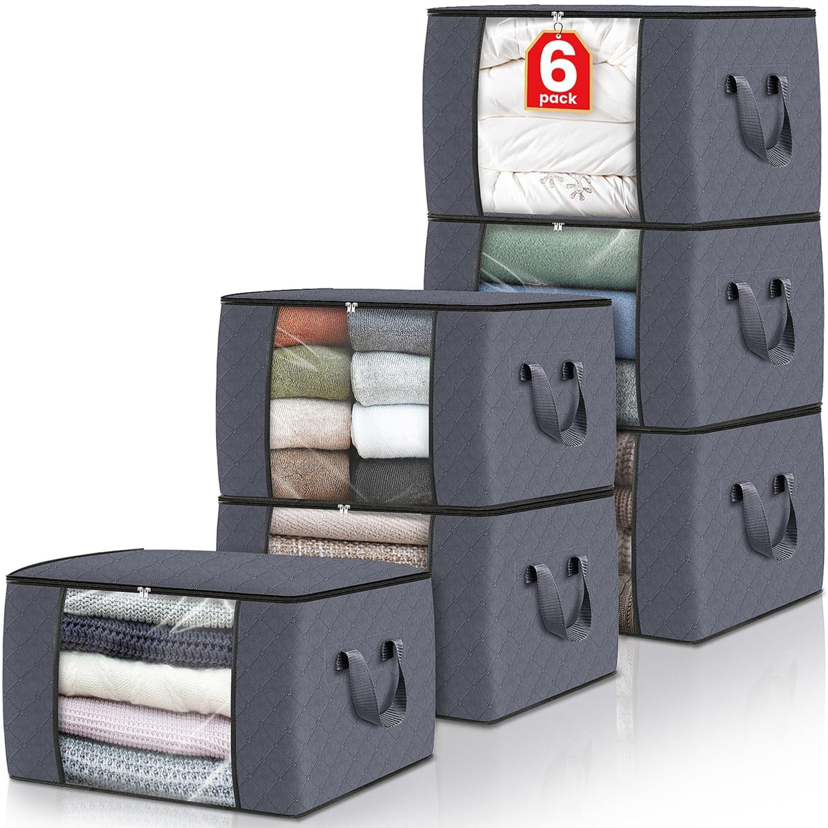 Foldable Fabric Storage Bag Set with Clear Window