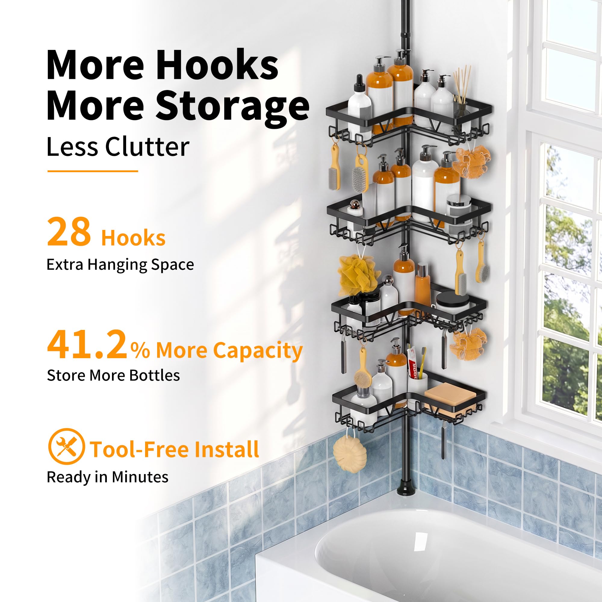 Corner Shower Tension Pole Organizer image 6