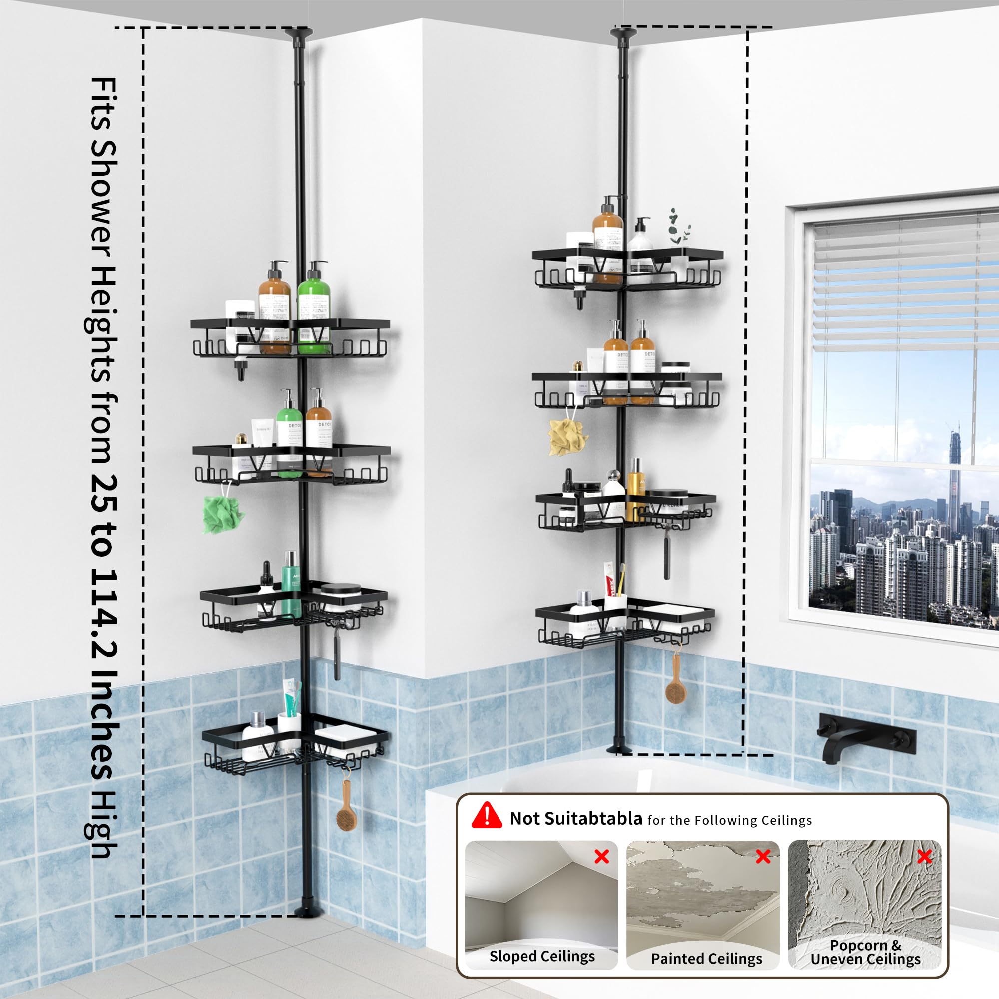 Corner Shower Tension Pole Organizer image 7