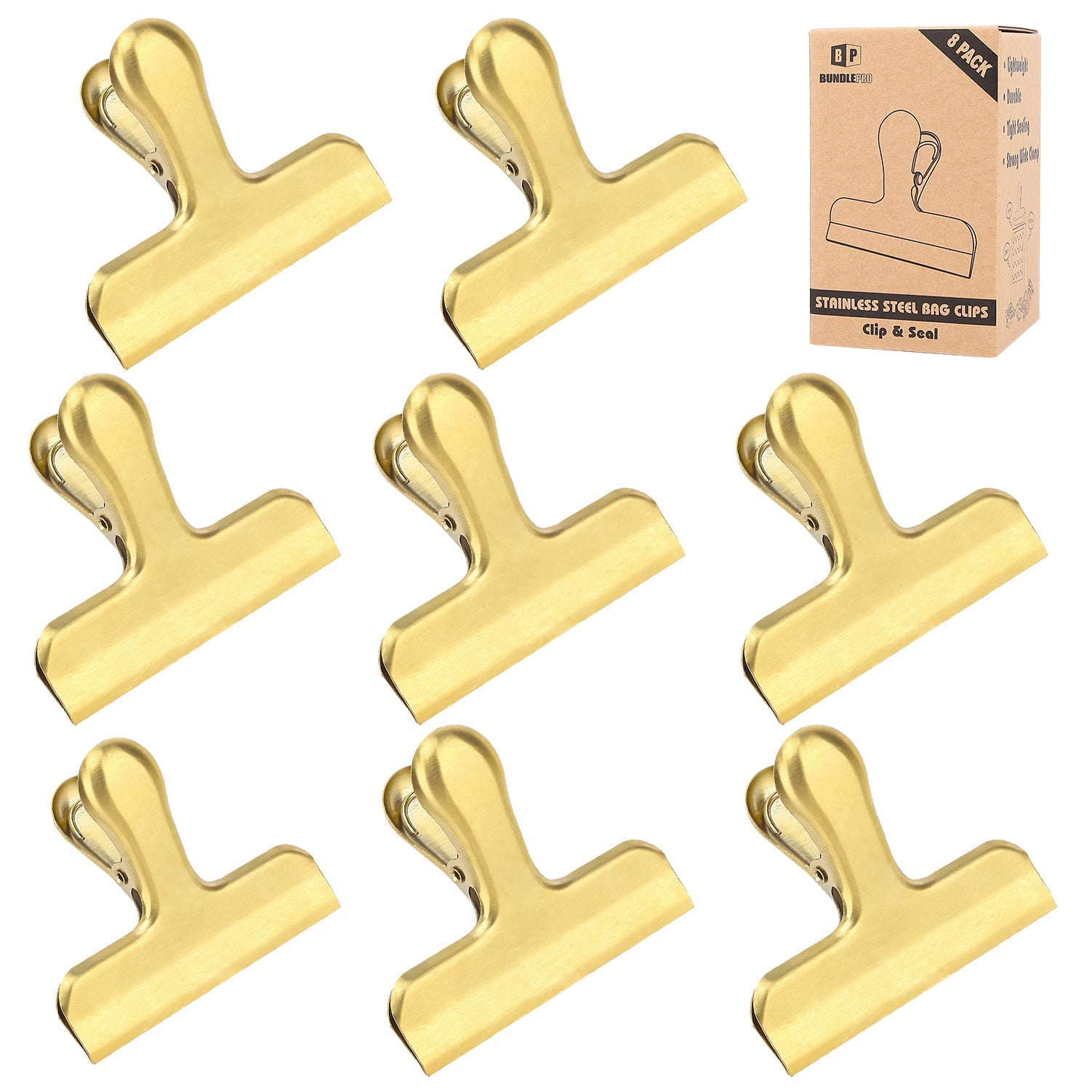 8-Pack Stainless Steel Bag Clips