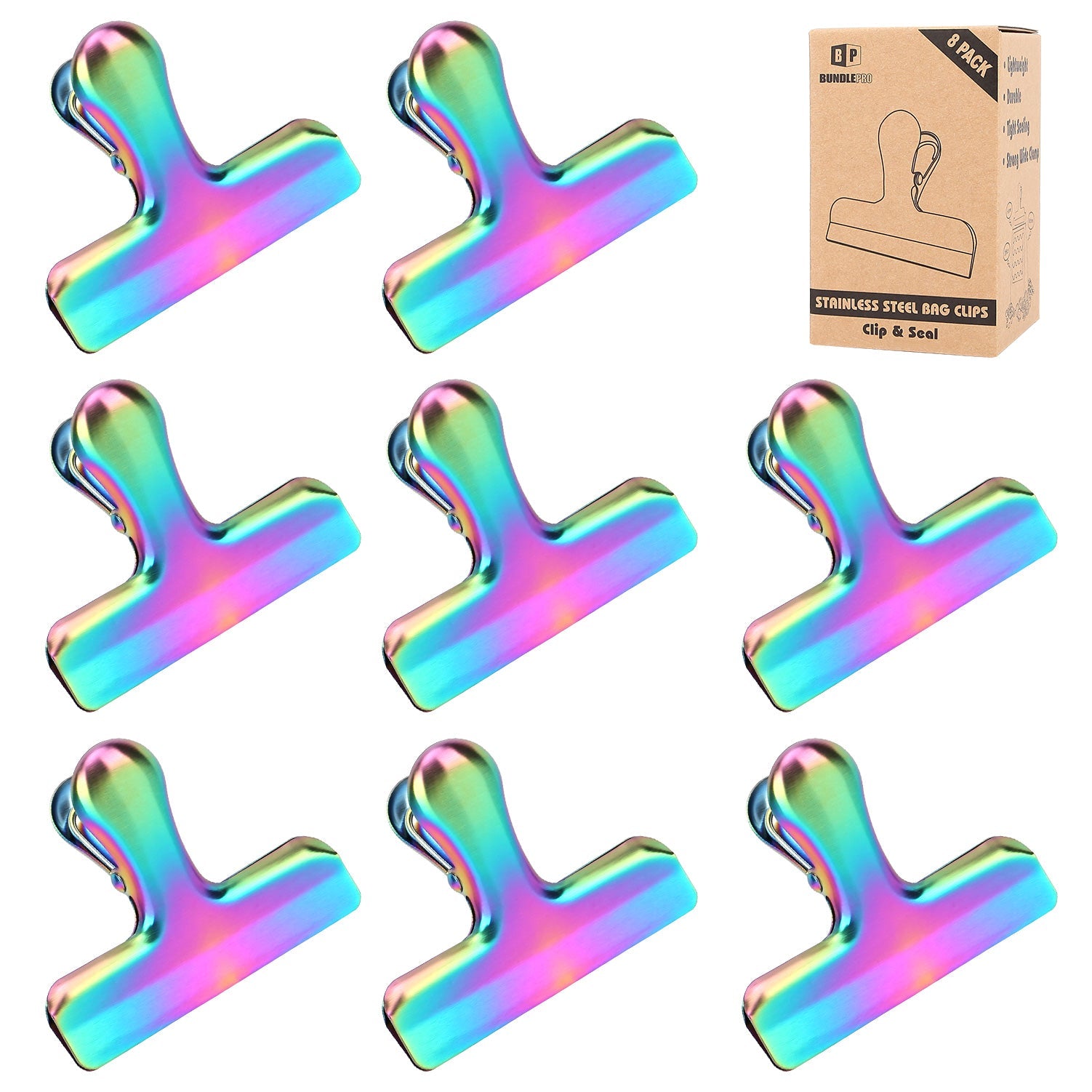 8-Pack Stainless Steel Bag Clips