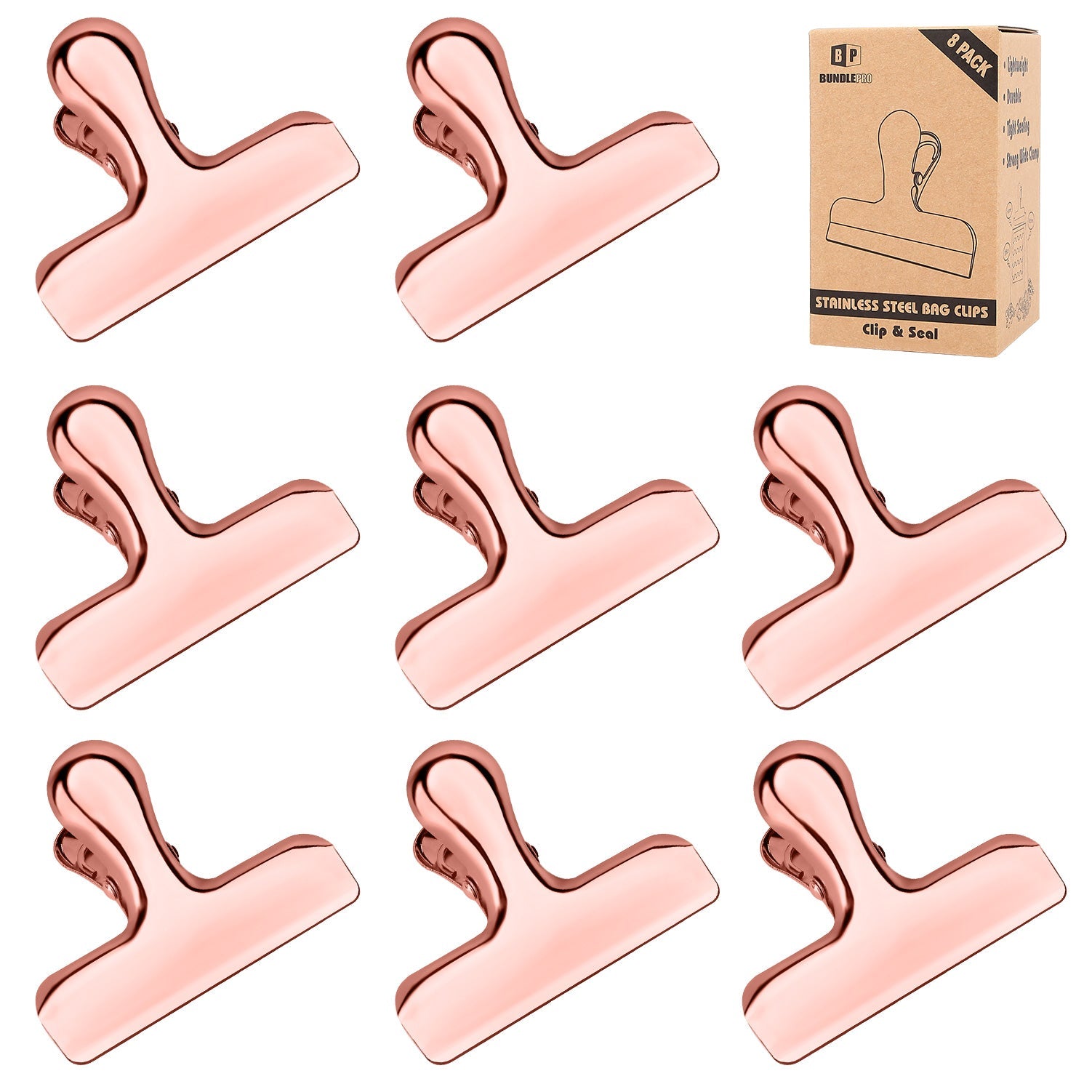 8-Pack Stainless Steel Bag Clips