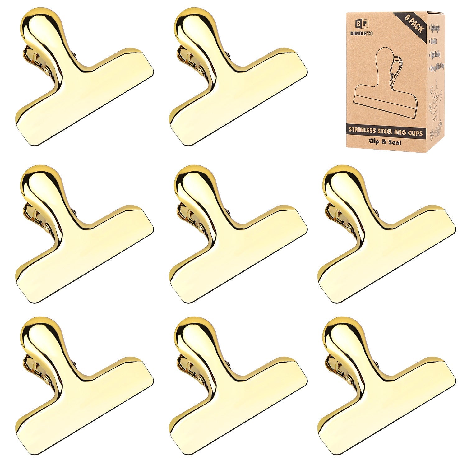 8-Pack Stainless Steel Bag Clips