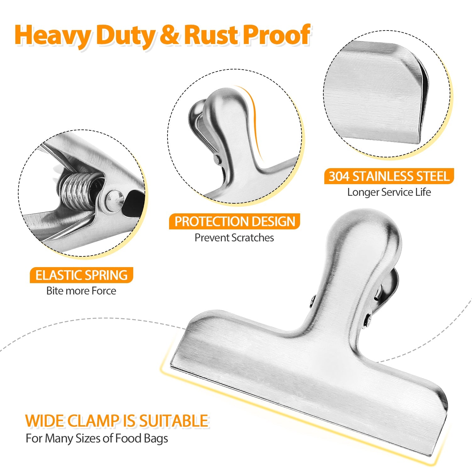 8-Pack Stainless Steel Bag Clips