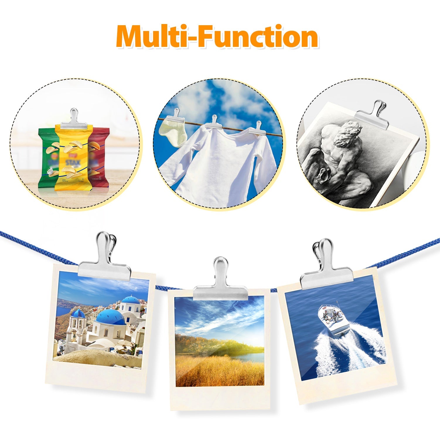 8-Pack Stainless Steel Bag Clips