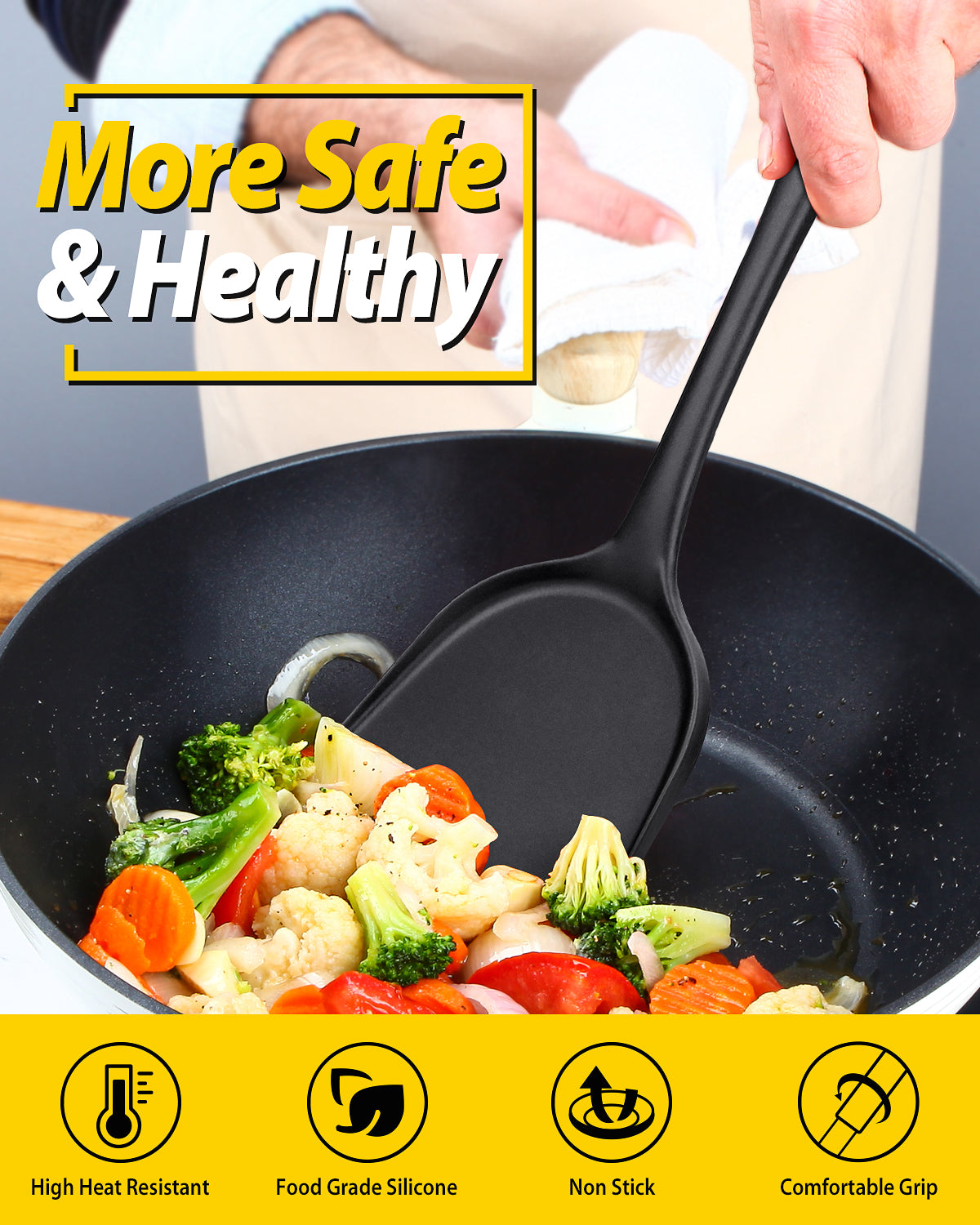 2-Pack Silicone Wok Spatulas