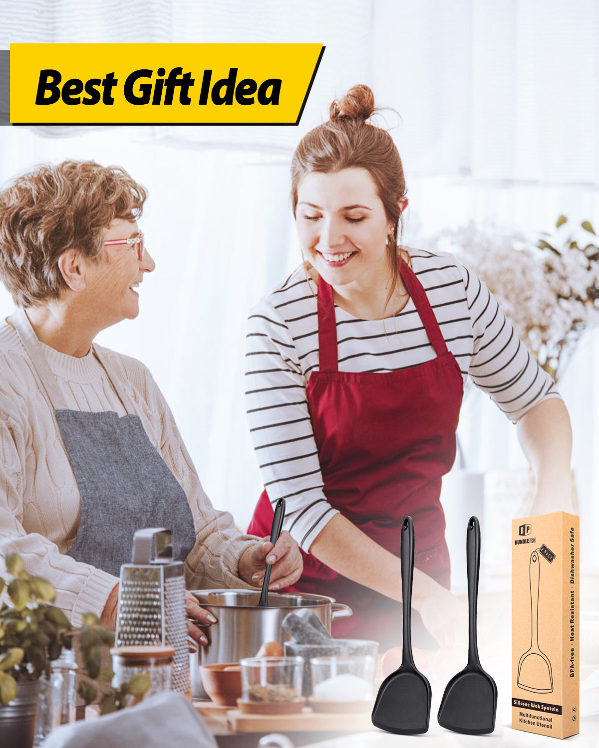 2-Pack Silicone Wok Spatulas