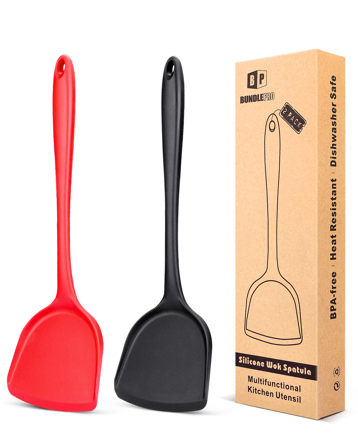 2-Pack Silicone Wok Spatulas