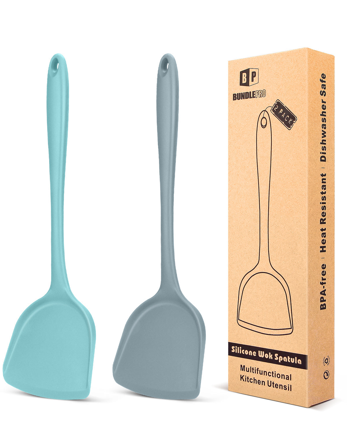 2-Pack Silicone Wok Spatulas