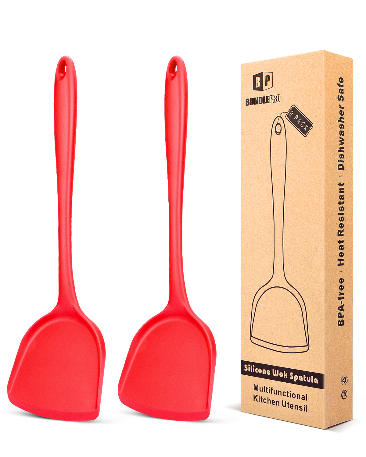2-Pack Silicone Wok Spatulas