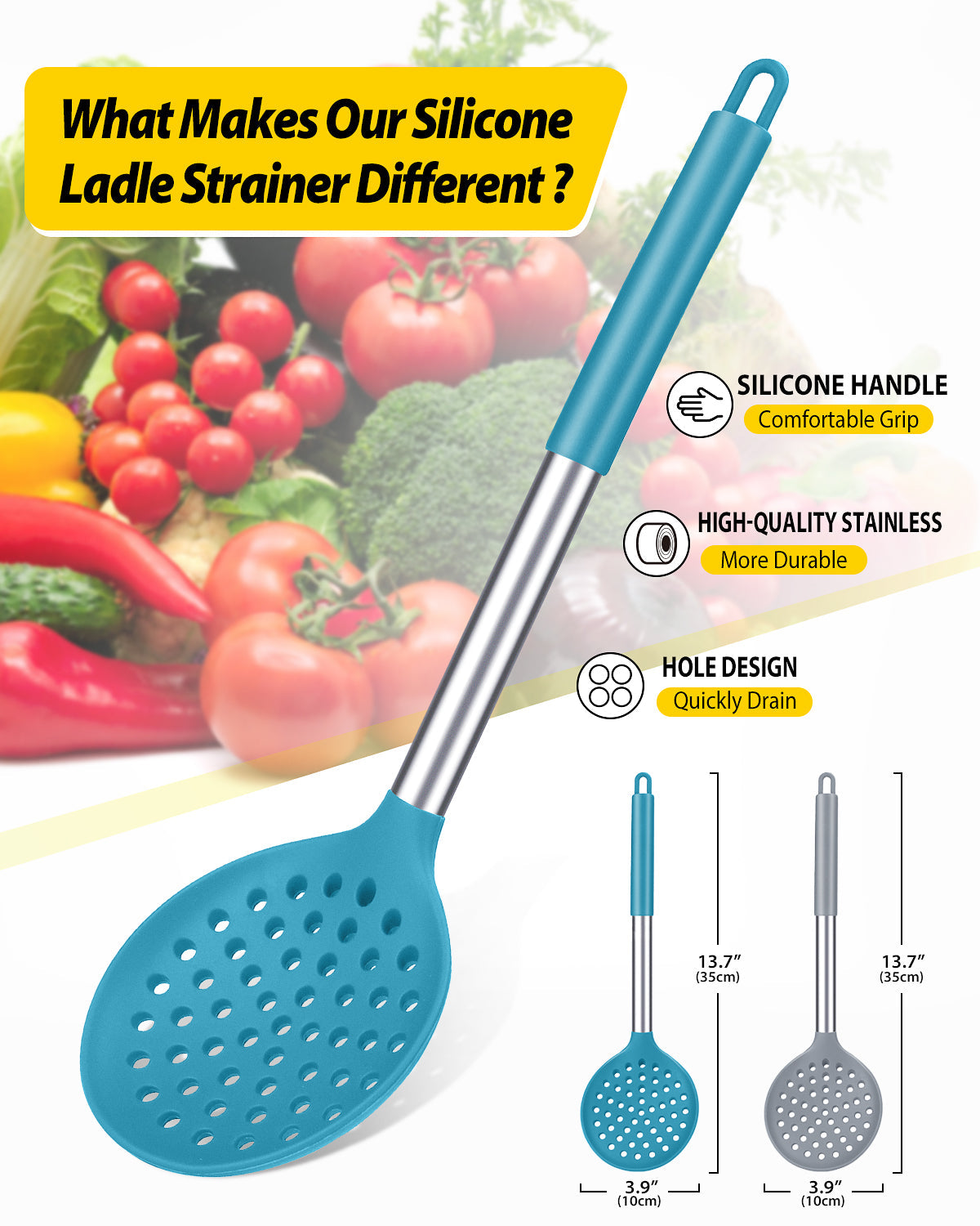 2-Piece Kitchen Ladle Strainer Set