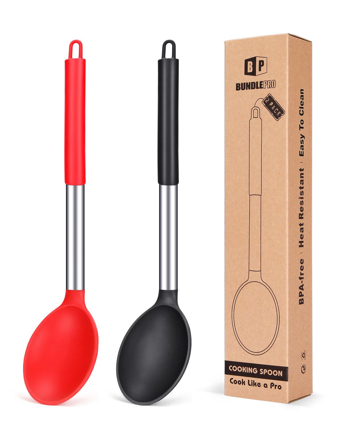 2-Pack Large Silicone Cooking Spoons