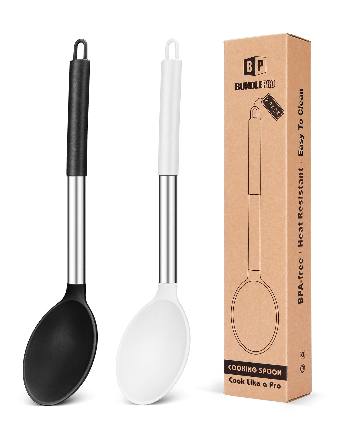 2-Pack Large Silicone Cooking Spoons