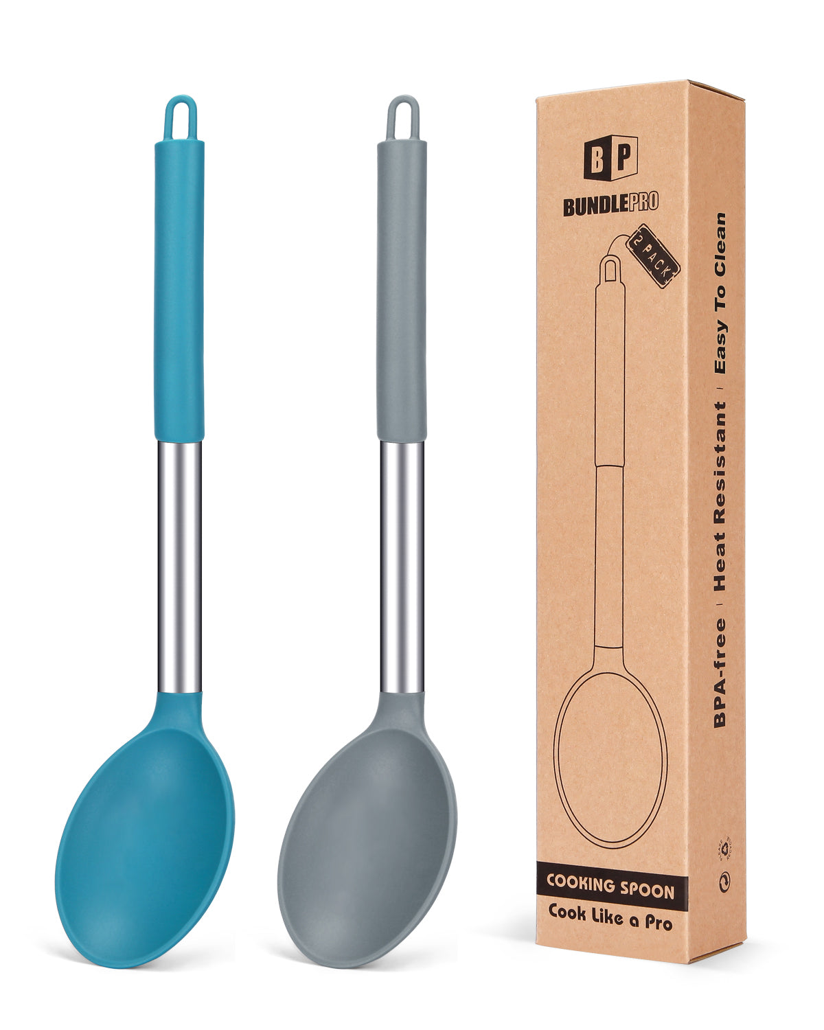 2-Pack Large Silicone Cooking Spoons