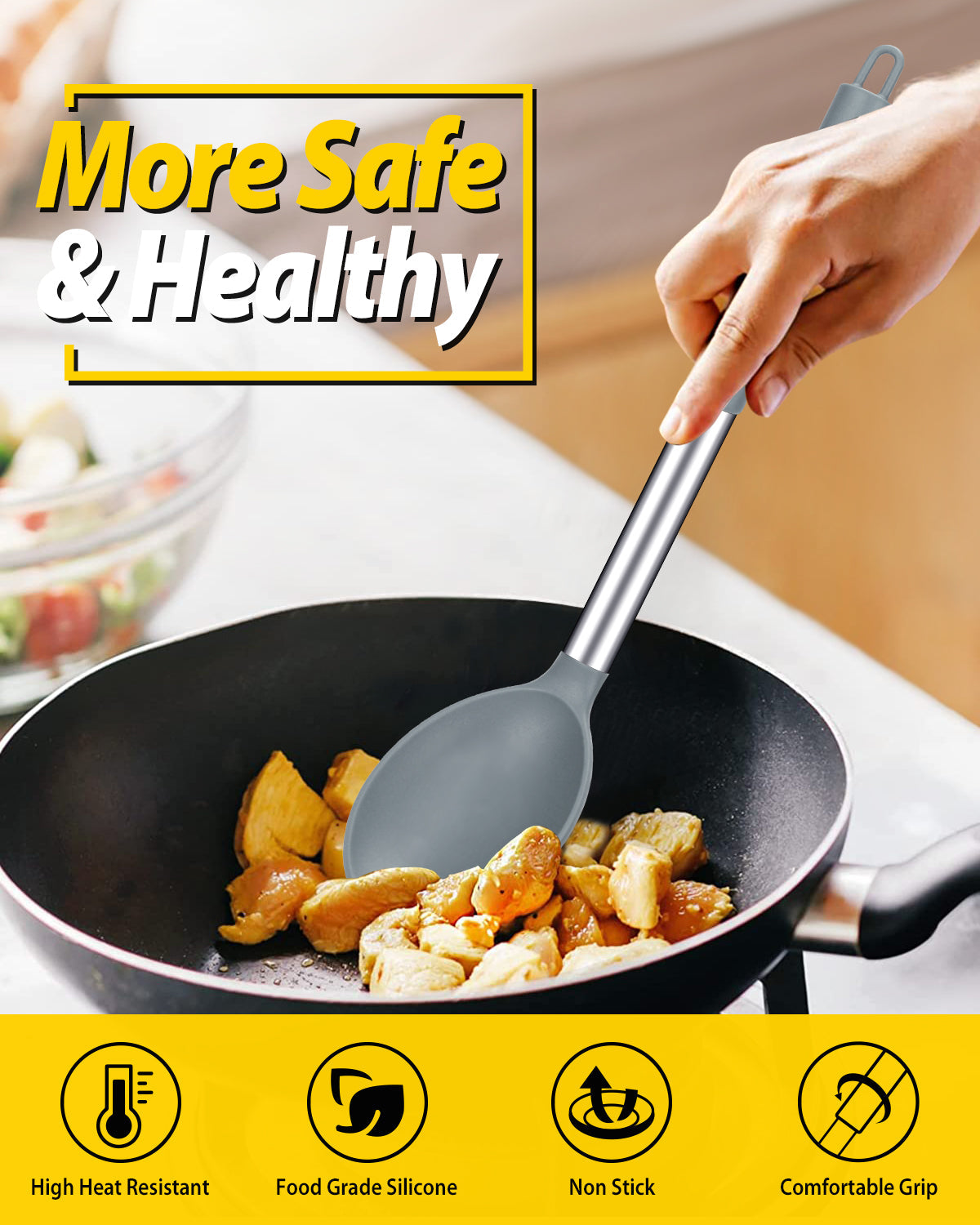 2-Pack Large Silicone Cooking Spoons