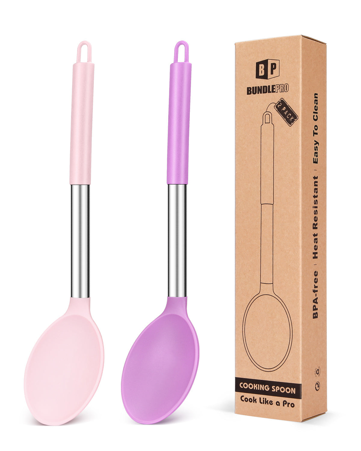 2-Pack Large Silicone Cooking Spoons