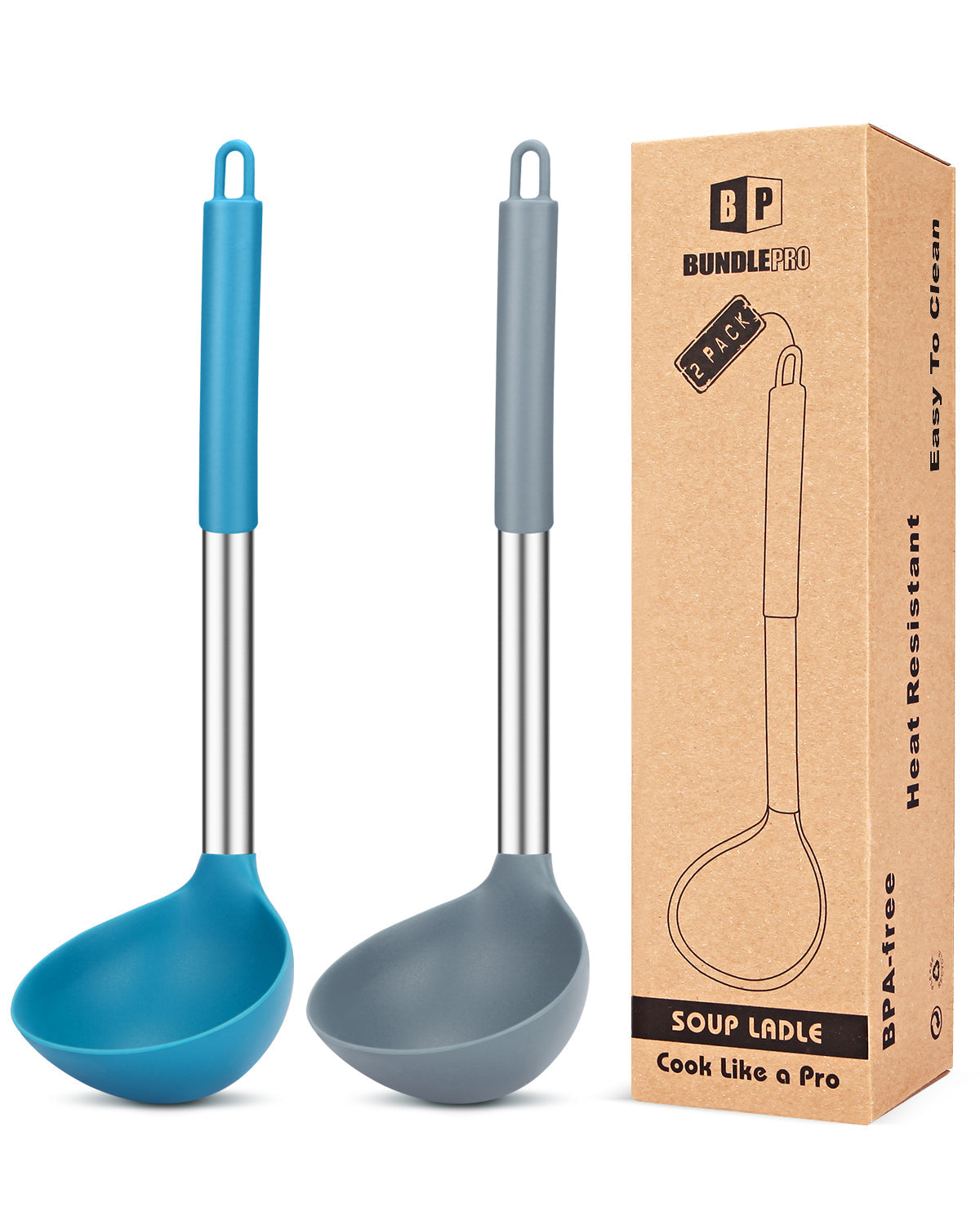 2-Pack Silicone Ladle Spoons