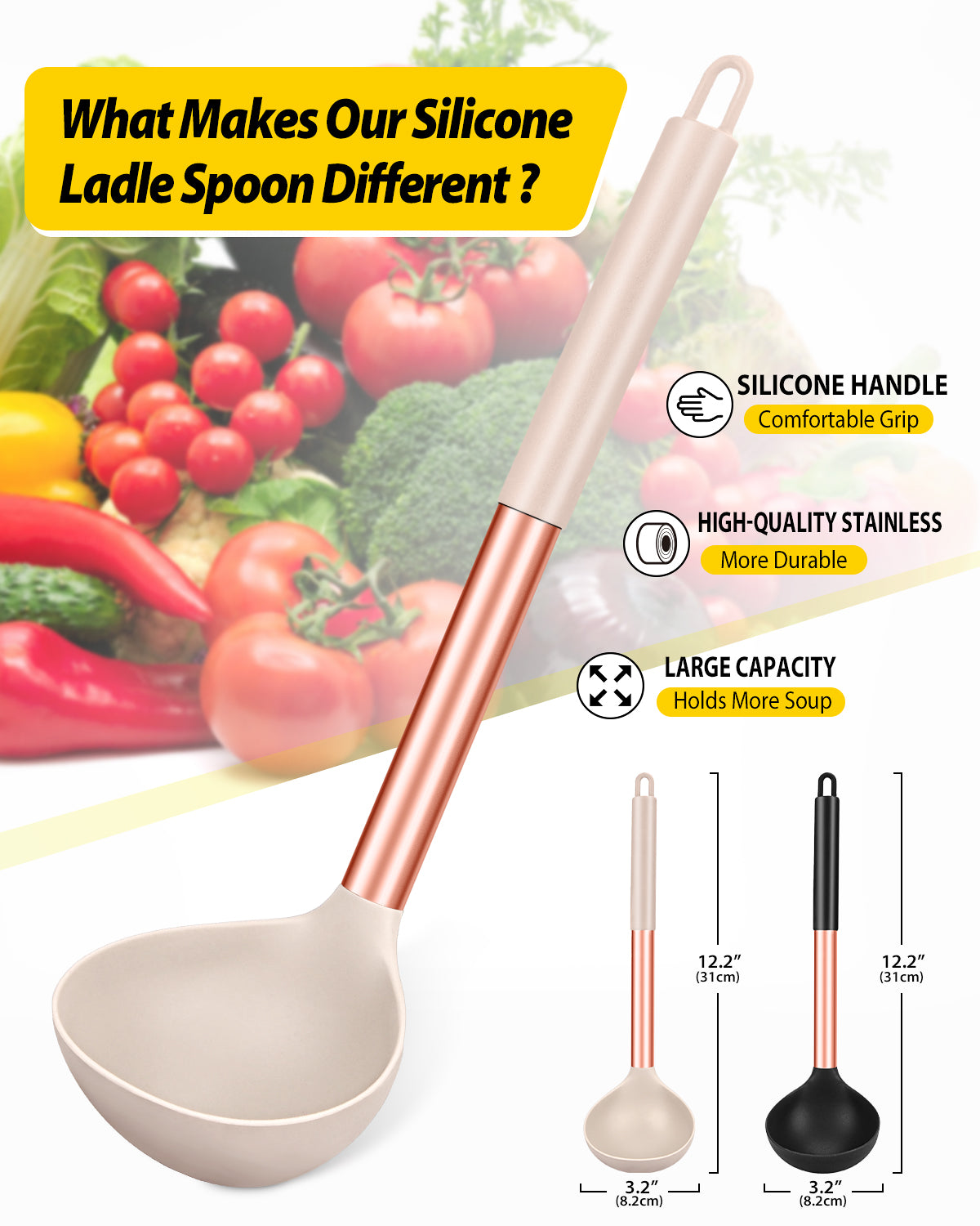 2-Pack Silicone Ladle Spoons