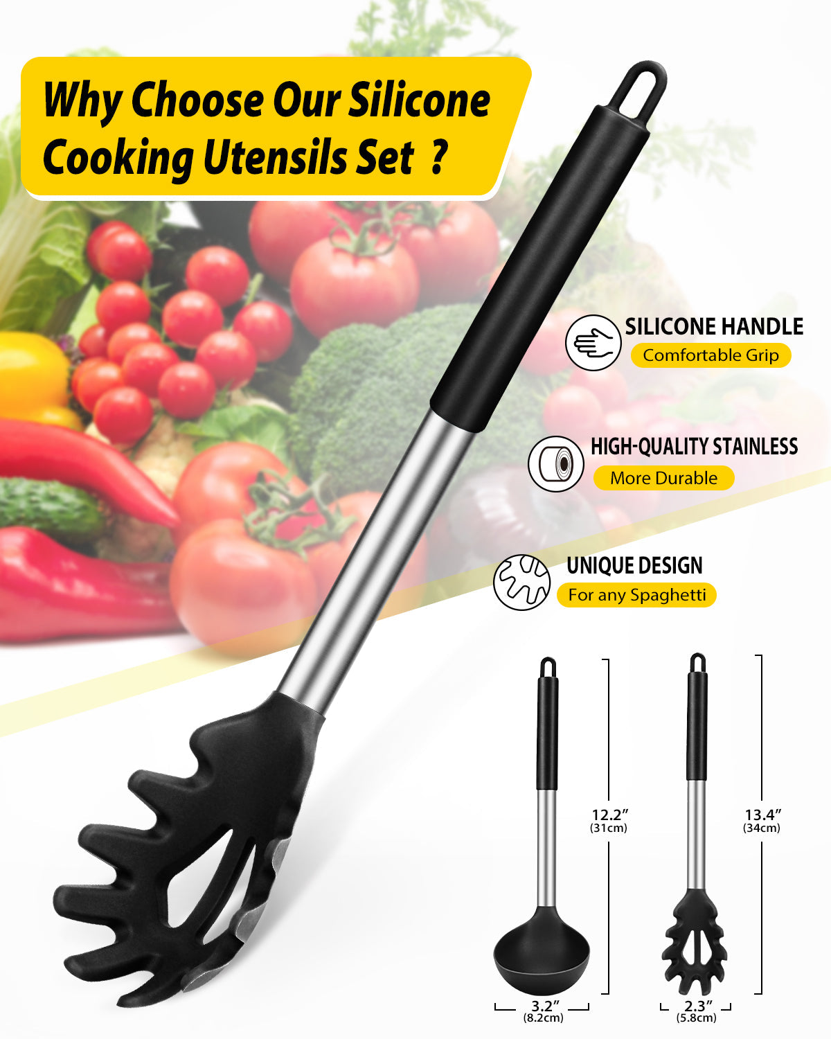 Silicone Pasta Fork and Ladle Set