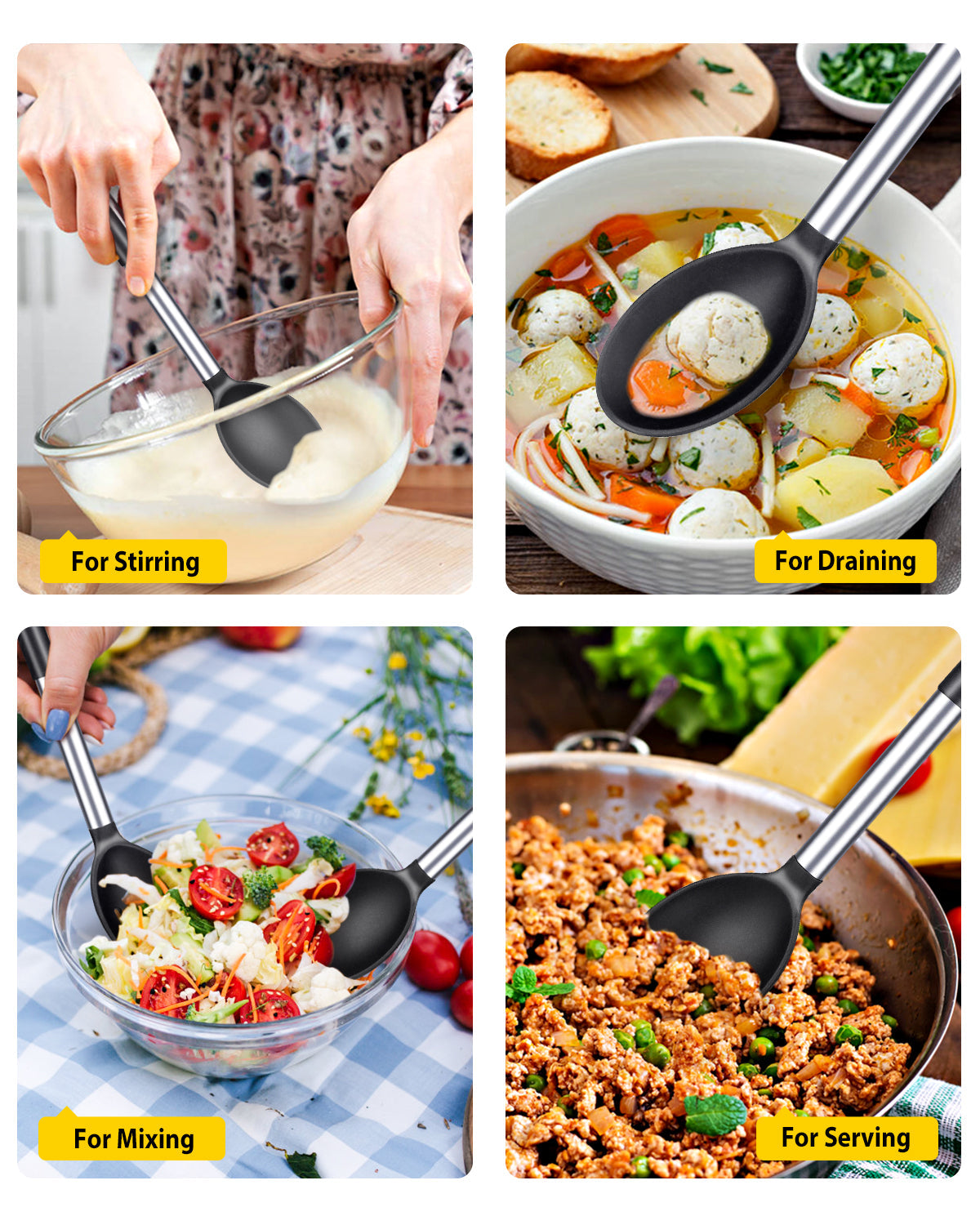 2-Pack Silicone Cooking Spoons