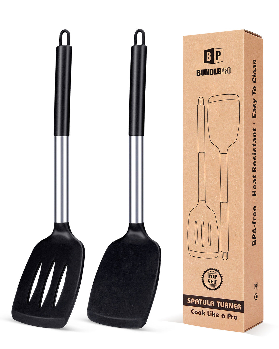 2-Pack Silicone Solid and Slotted Turners