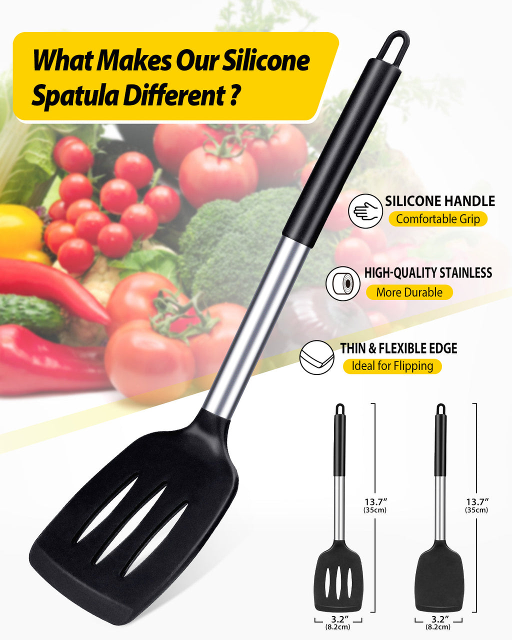 2-Pack Silicone Solid and Slotted Turners