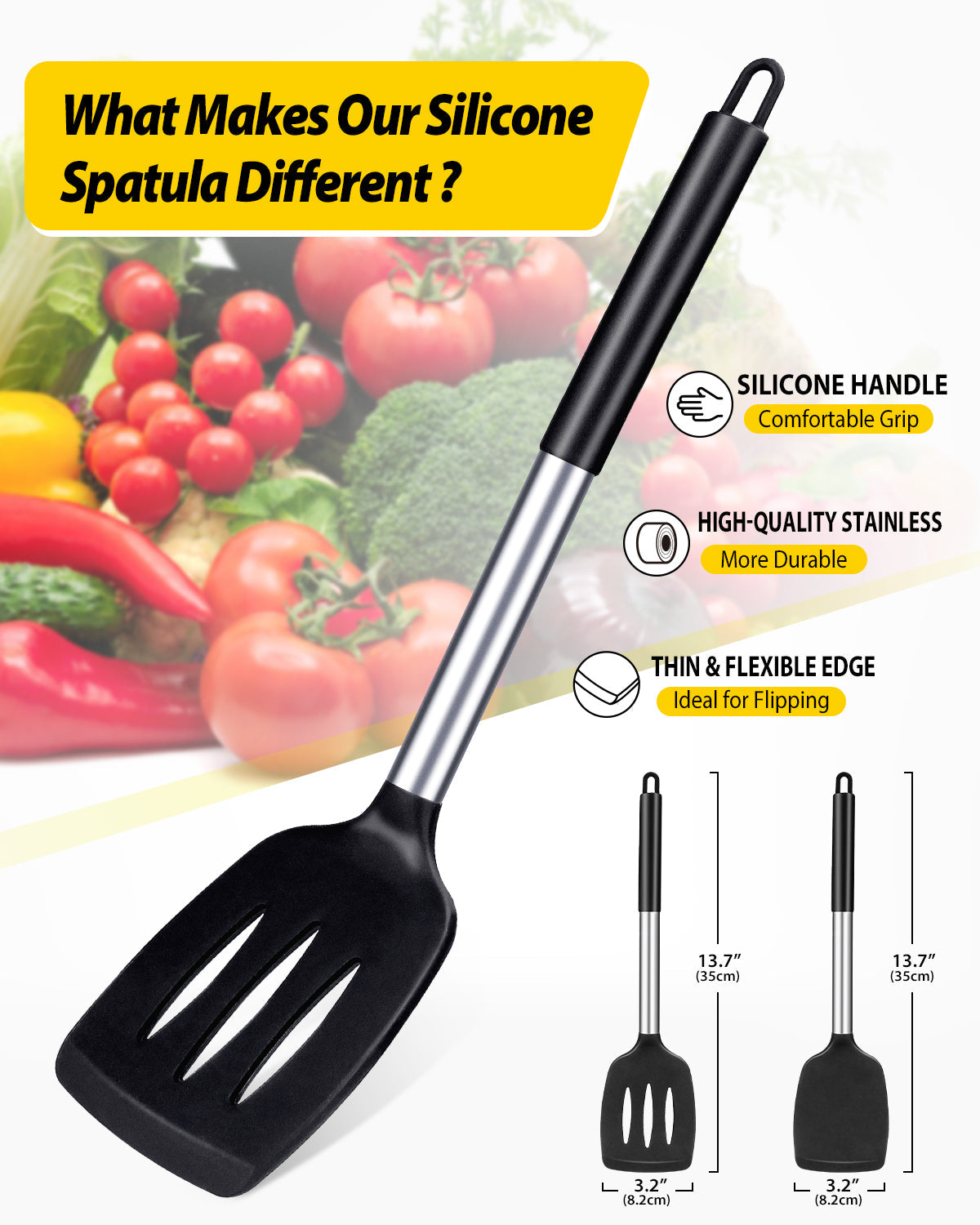 2-Pack Silicone Solid and Slotted Turners