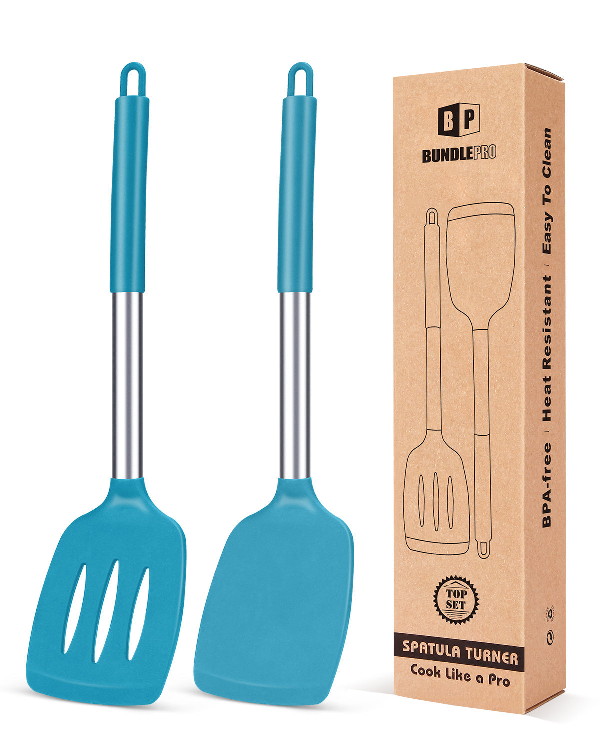 2-Pack Silicone Solid and Slotted Turners