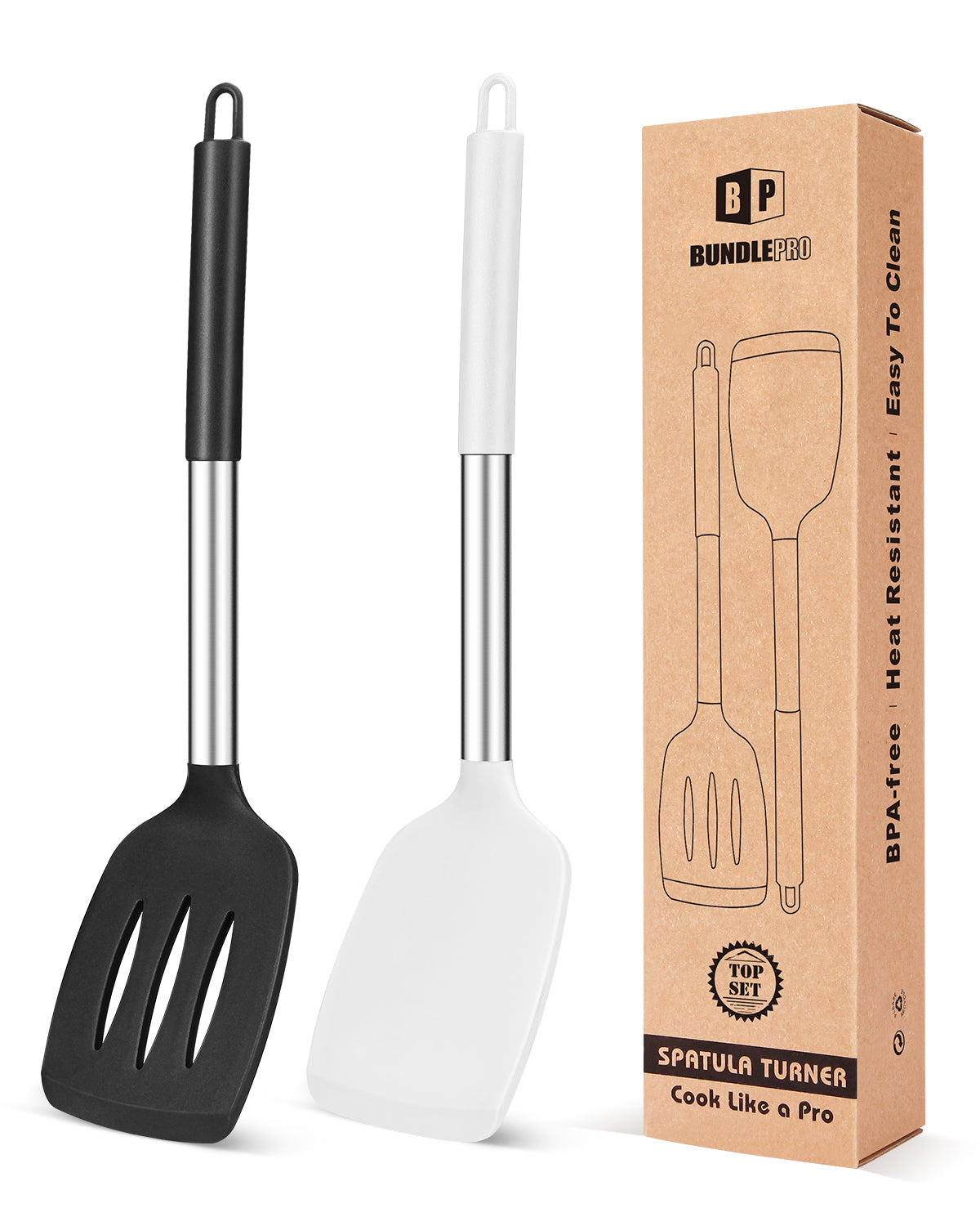 2-Pack Silicone Solid and Slotted Turners