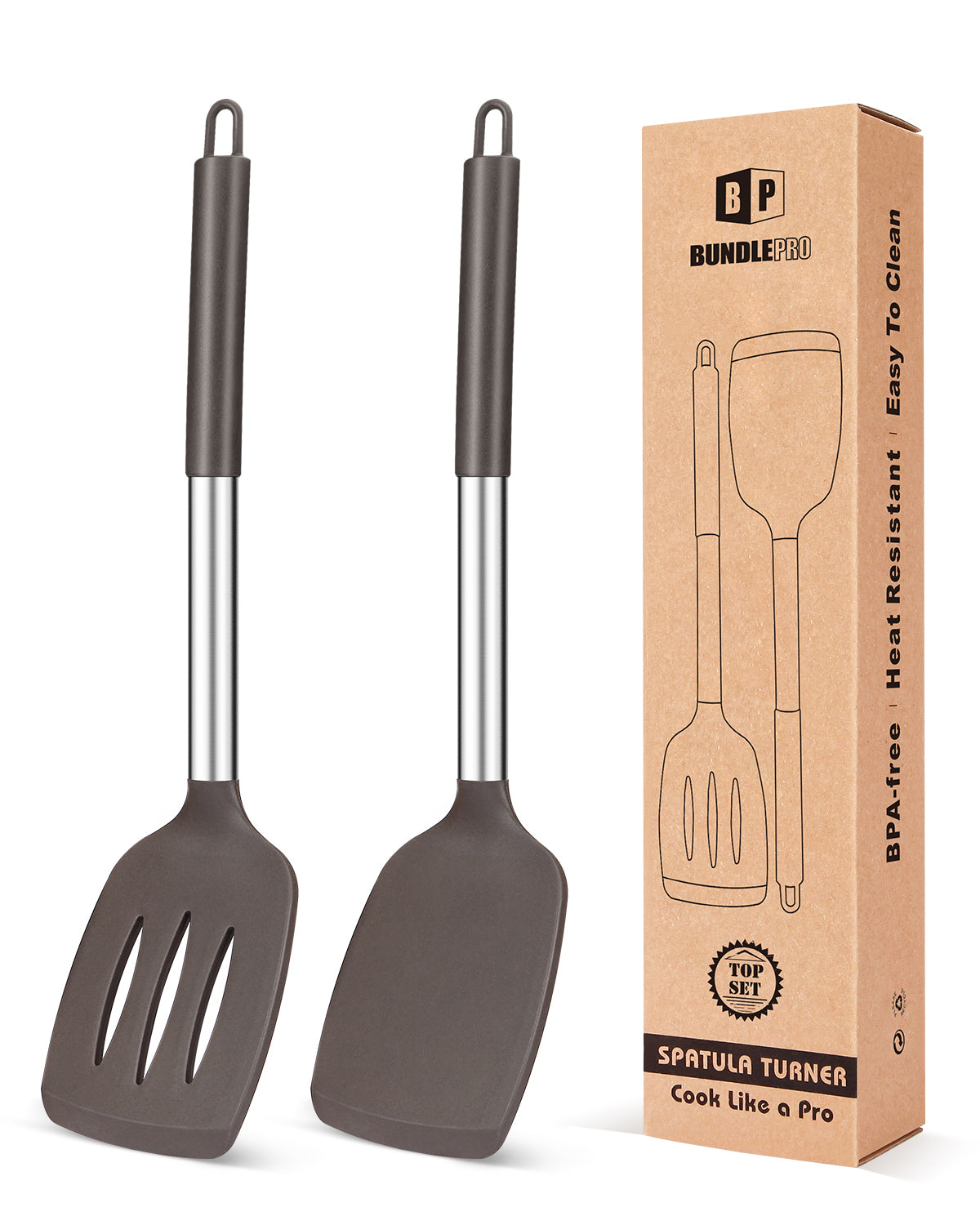 2-Pack Silicone Solid and Slotted Turners