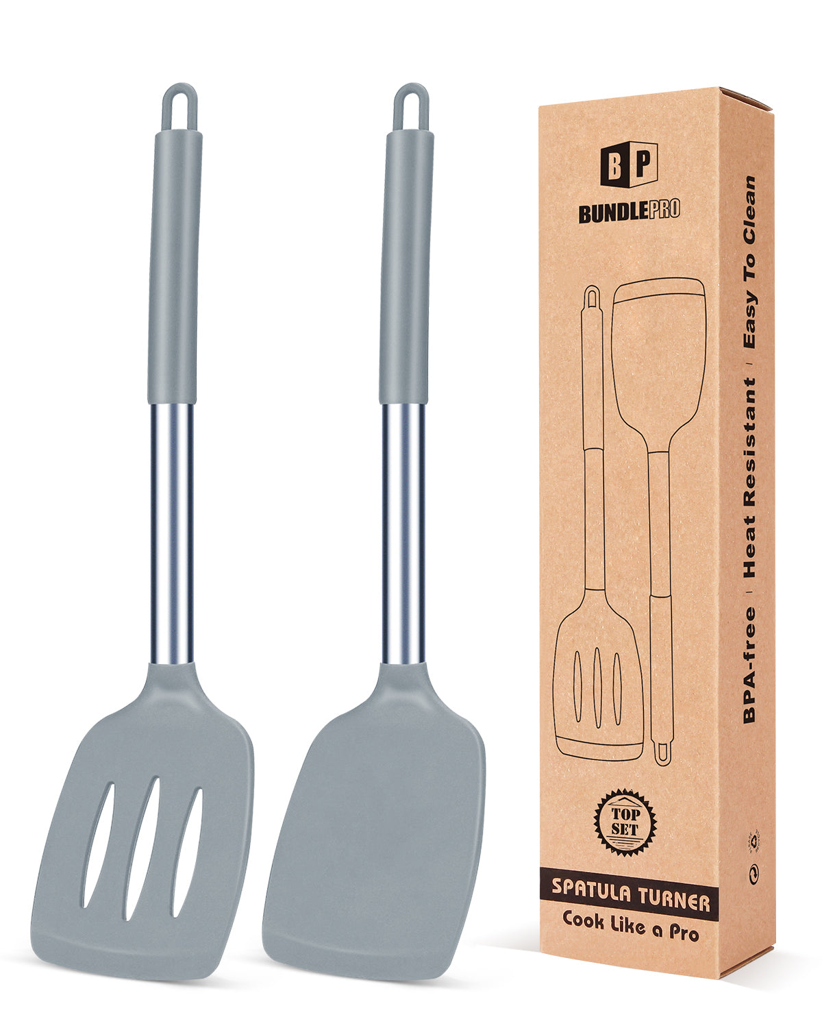 2-Pack Silicone Solid and Slotted Turners