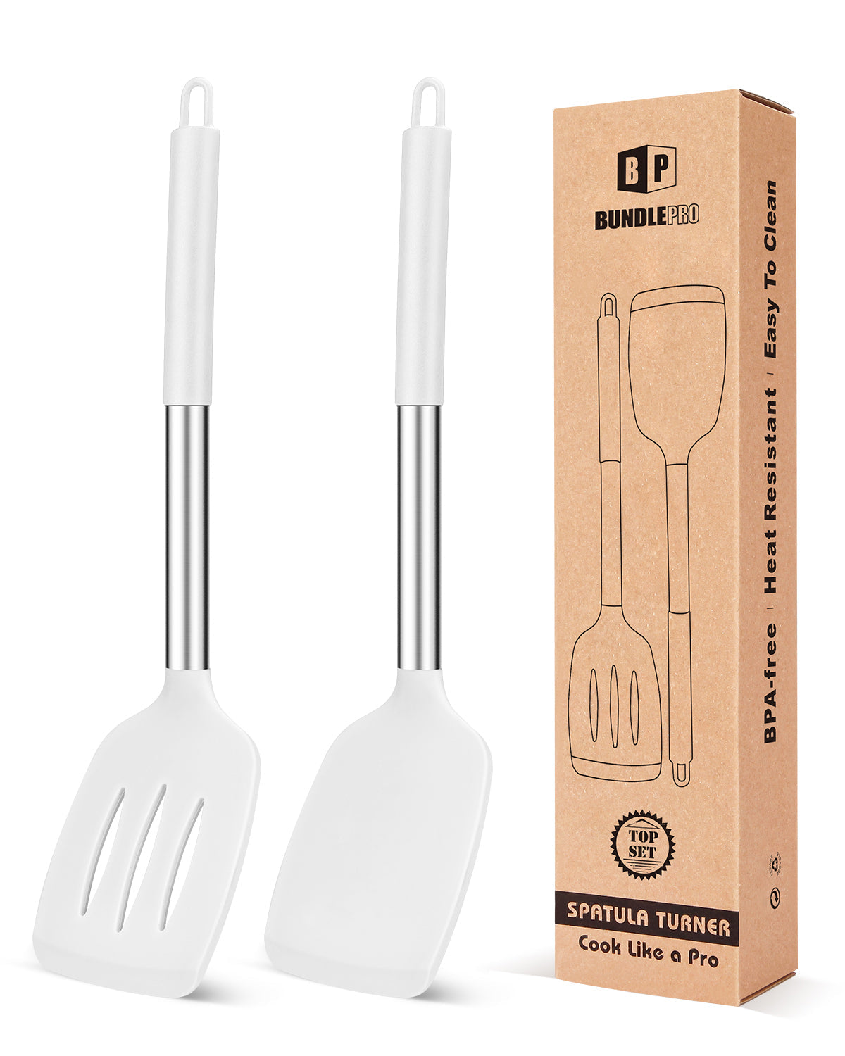 2-Pack Silicone Solid and Slotted Turners